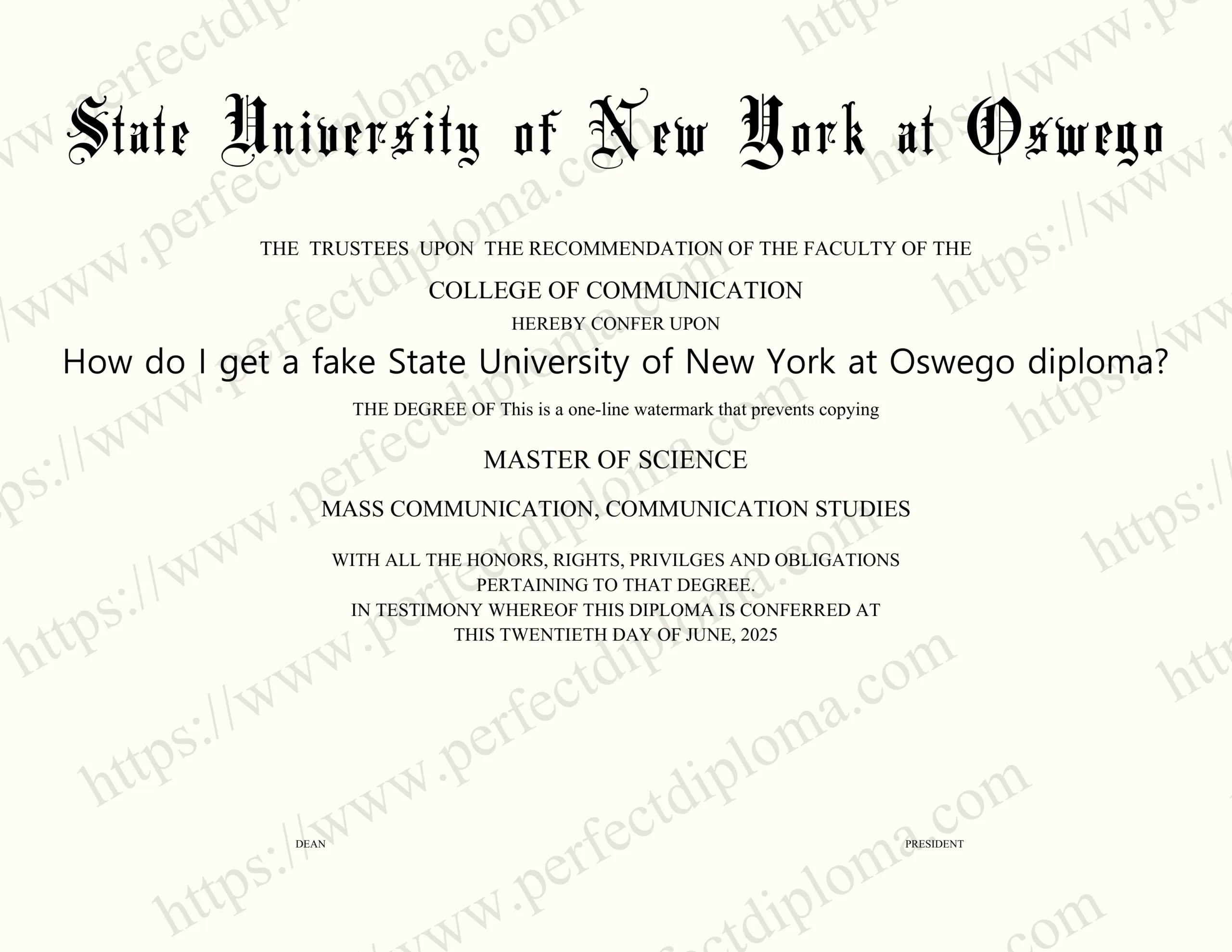 How do I get a fake State University of New York at Oswego diploma?