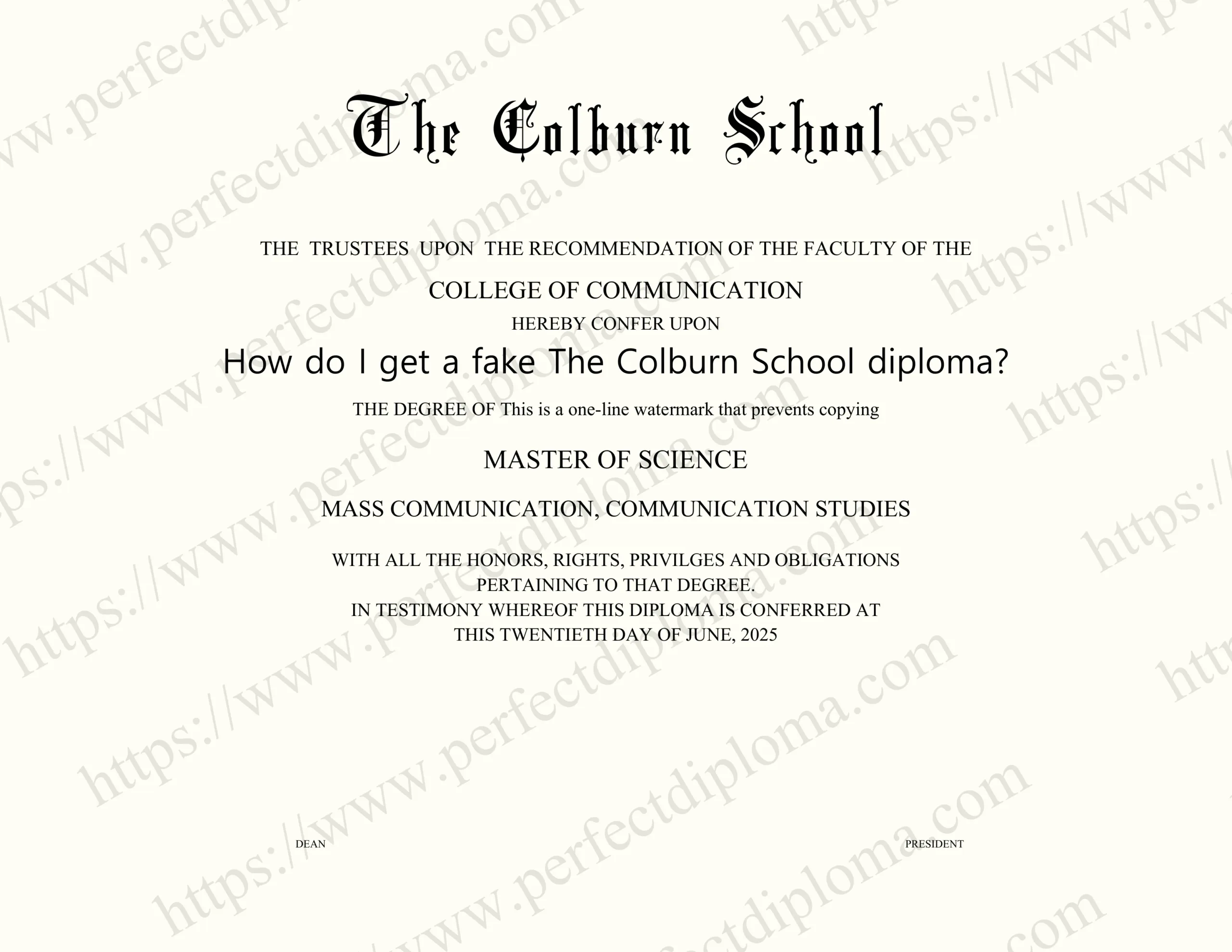 How do I get a fake The Colburn School diploma?