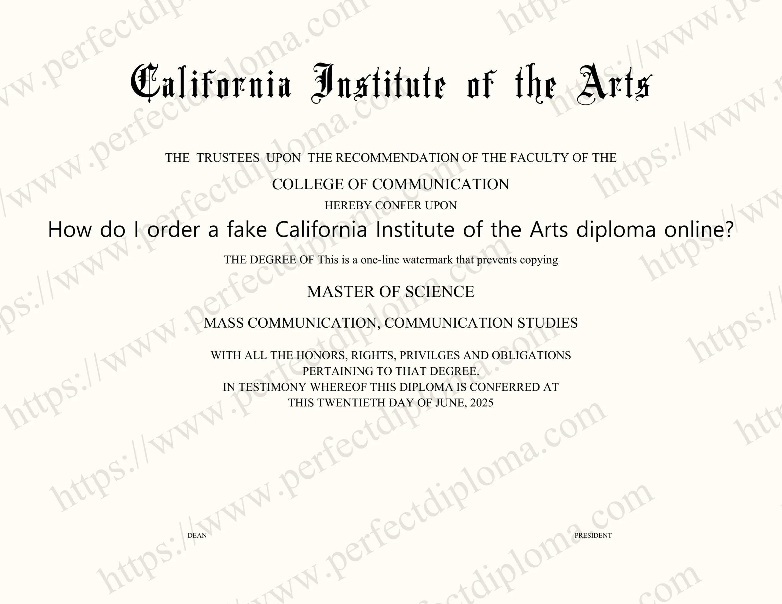 How do I order a fake California Institute of the Arts diploma online?