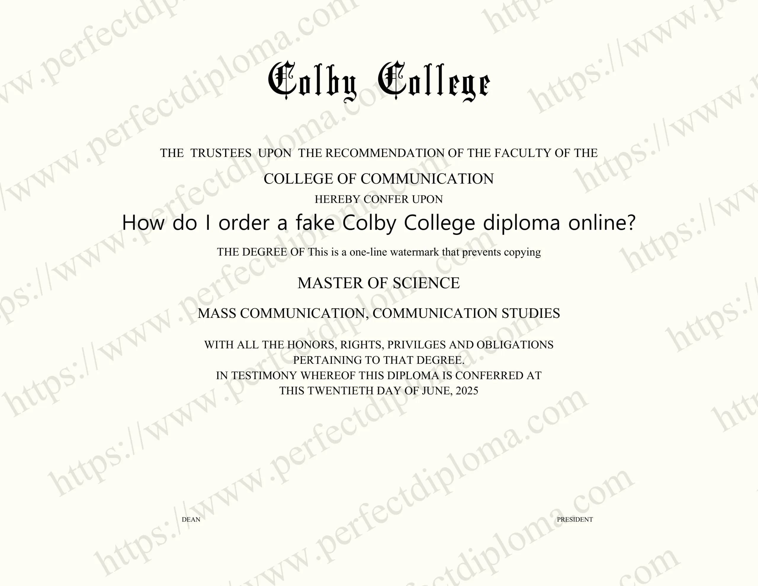 How do I order a fake Colby College diploma online?