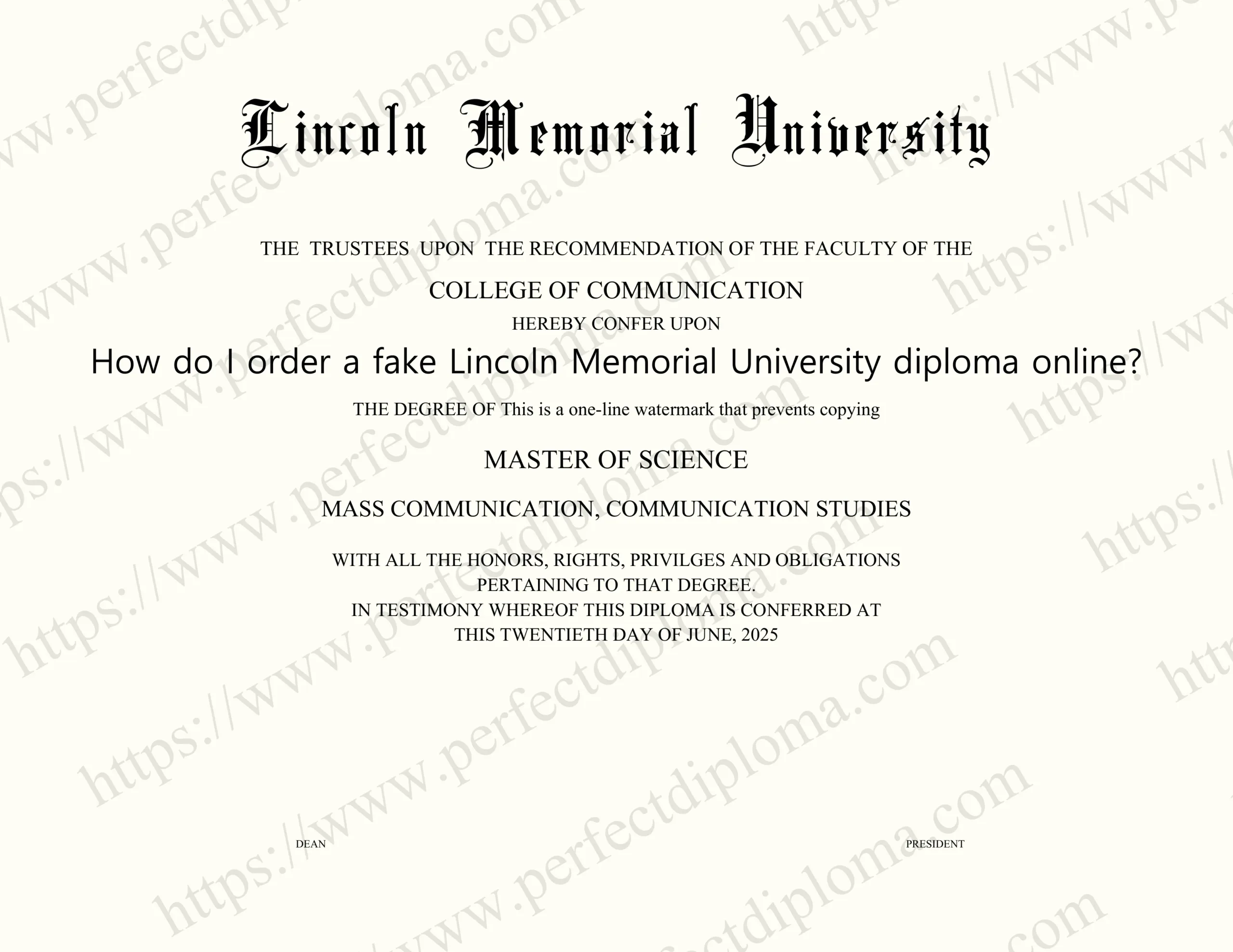 How do I order a fake Lincoln Memorial University diploma online?