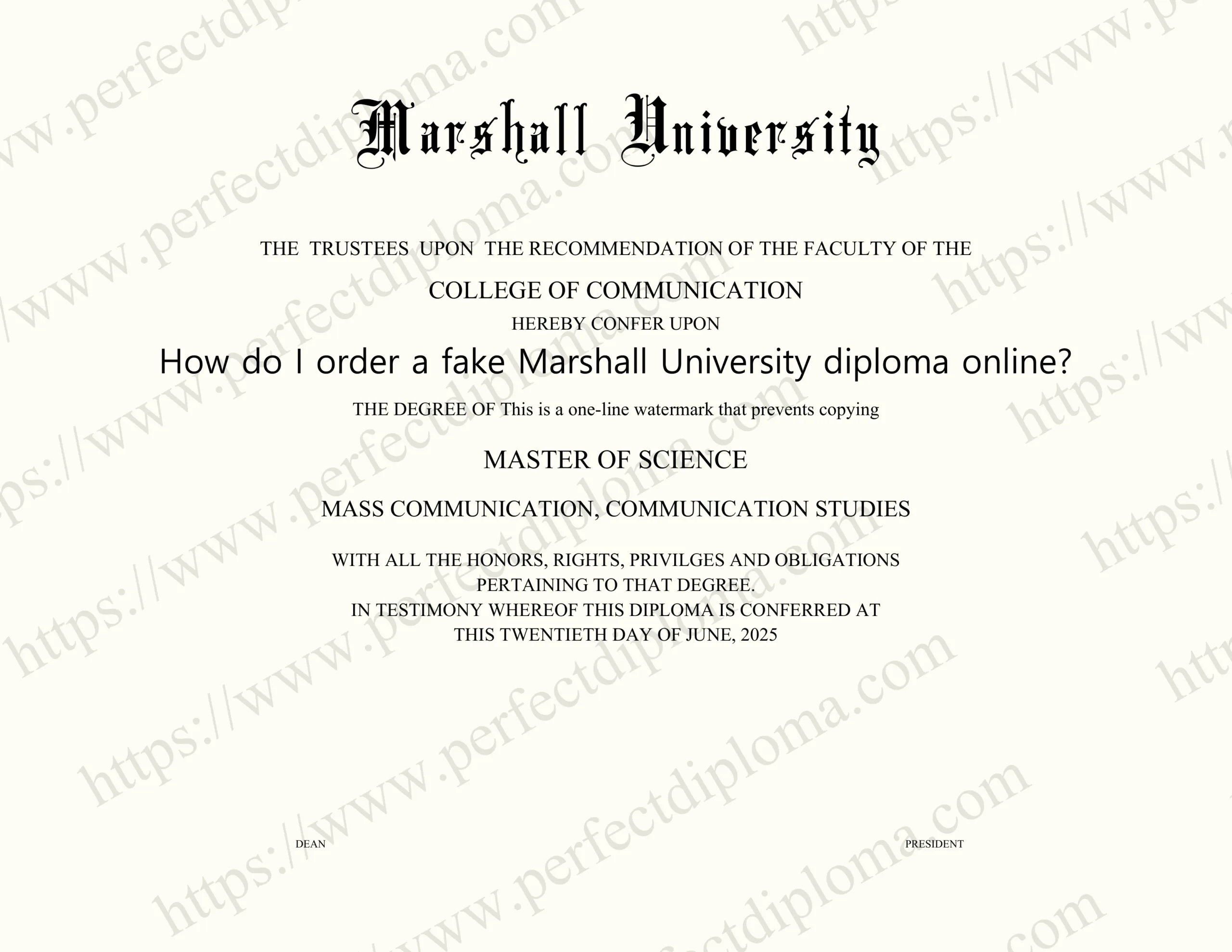 How do I order a fake Marshall University diploma online?