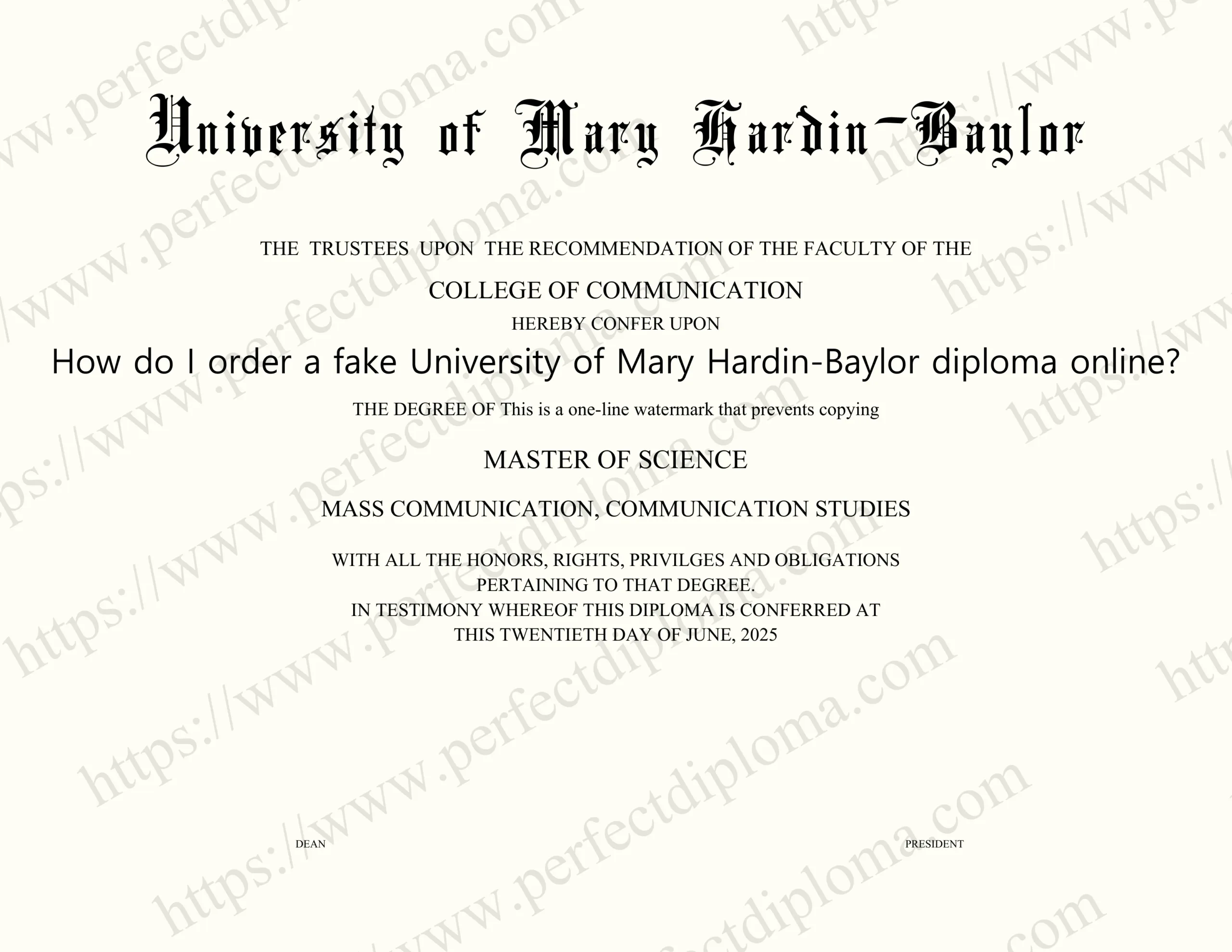 How do I order a fake University of Mary Hardin-Baylor diploma online?