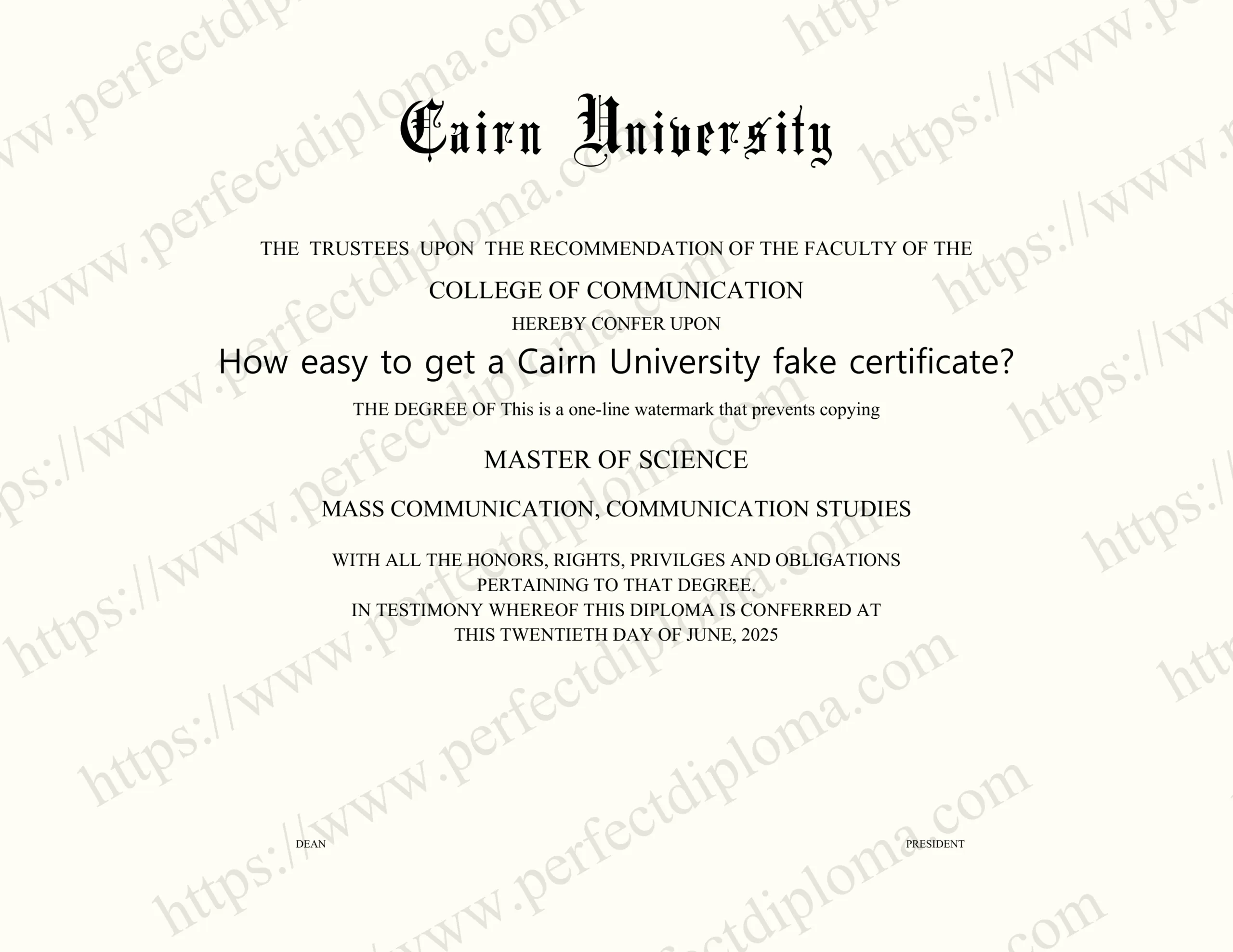 How easy to get a Cairn University fake certificate?