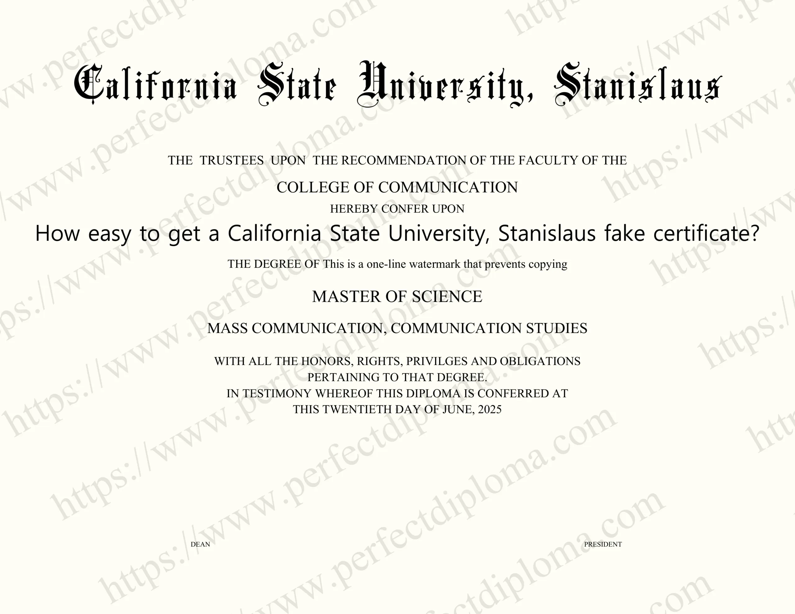 How easy to get a California State University, Stanislaus fake certificate?