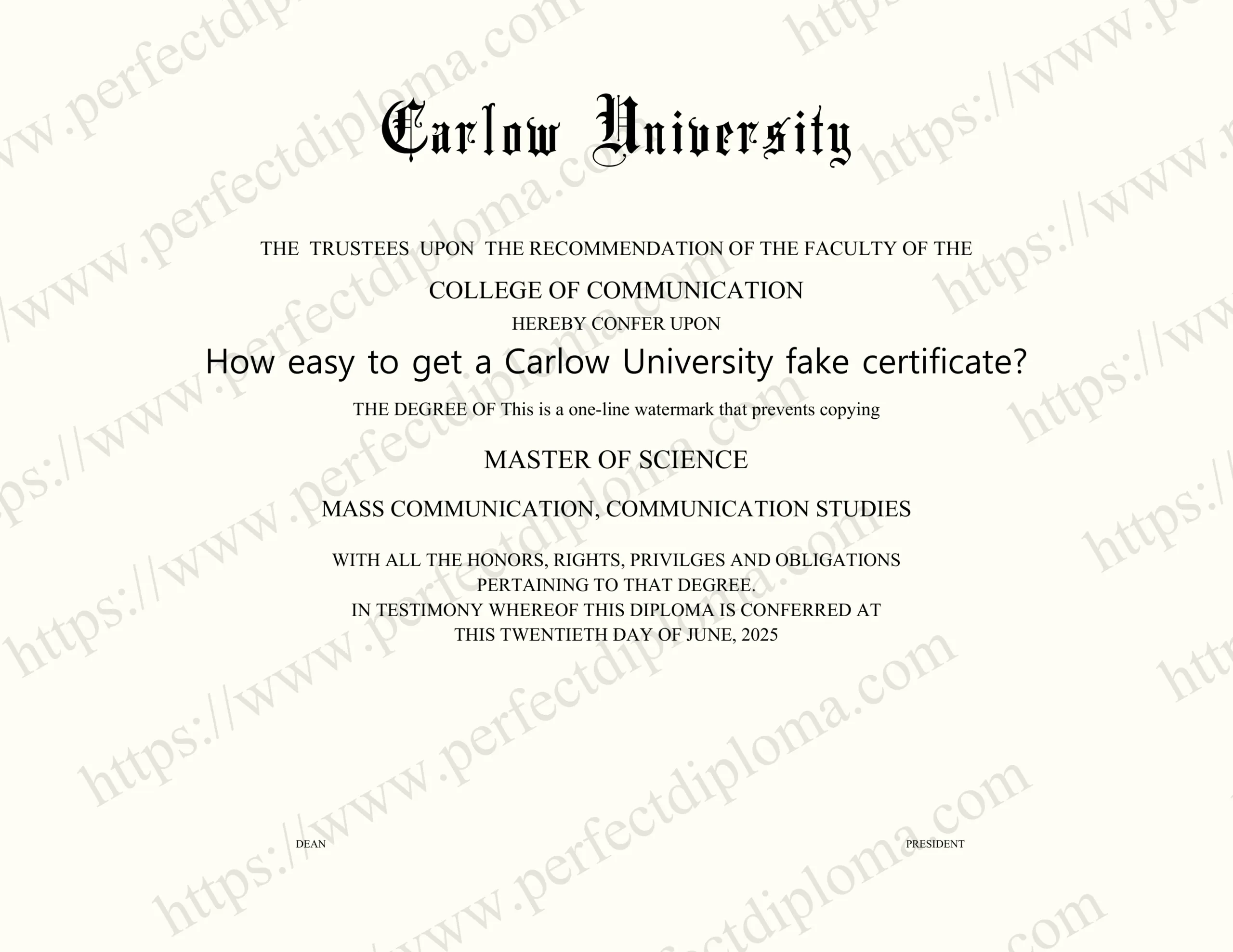 How easy to get a Carlow University fake certificate?