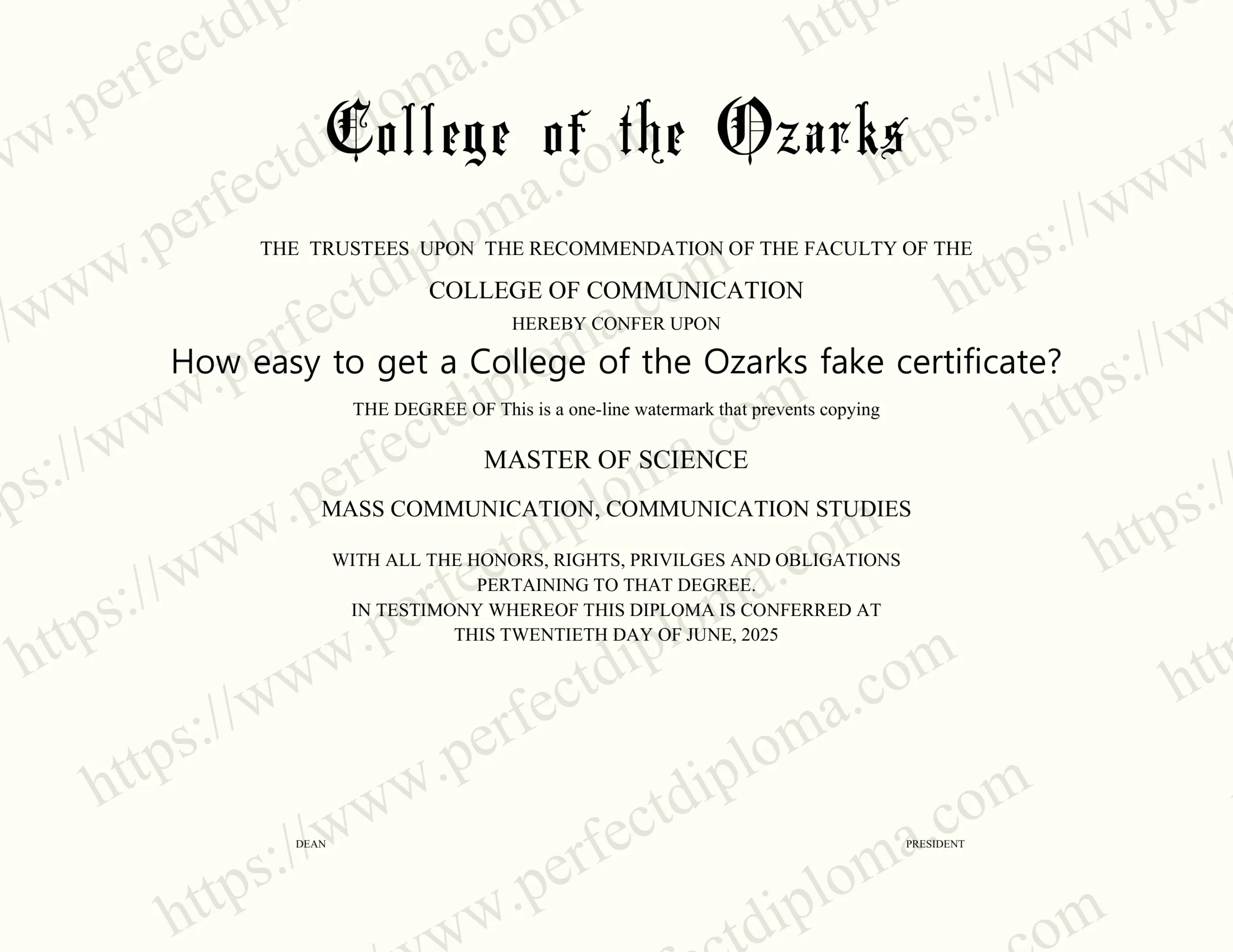 How easy to get a College of the Ozarks fake certificate?