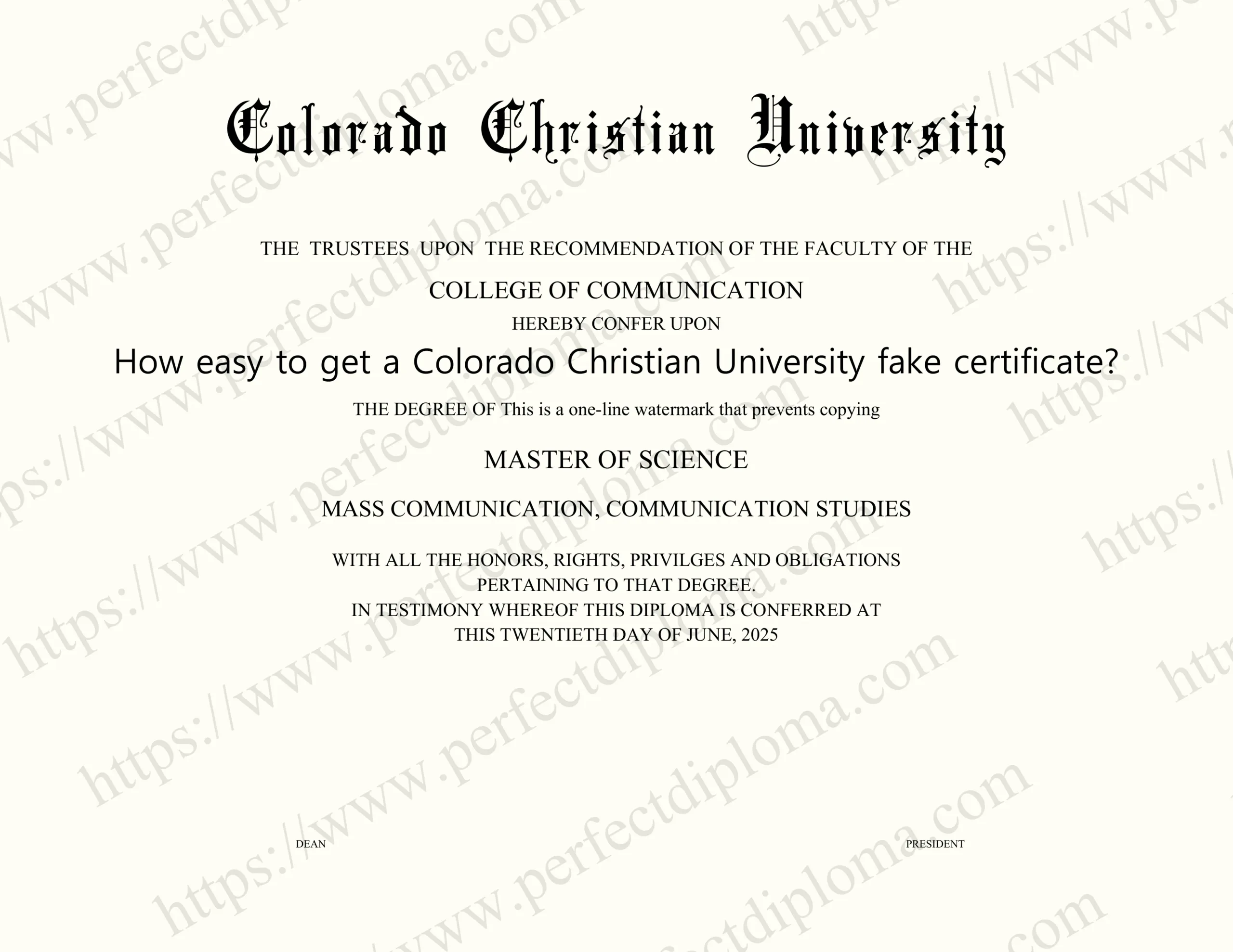 How easy to get a Colorado Christian University fake certificate?