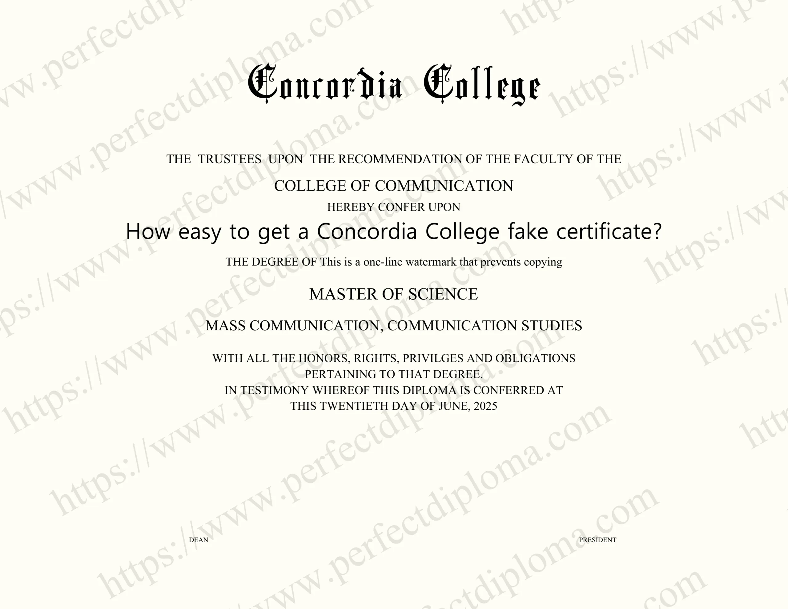 How easy to get a Concordia College fake certificate?