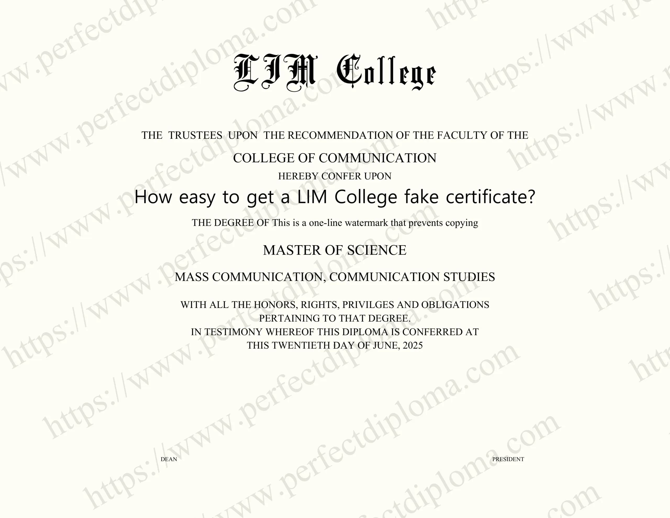 How easy to get a LIM College fake certificate?