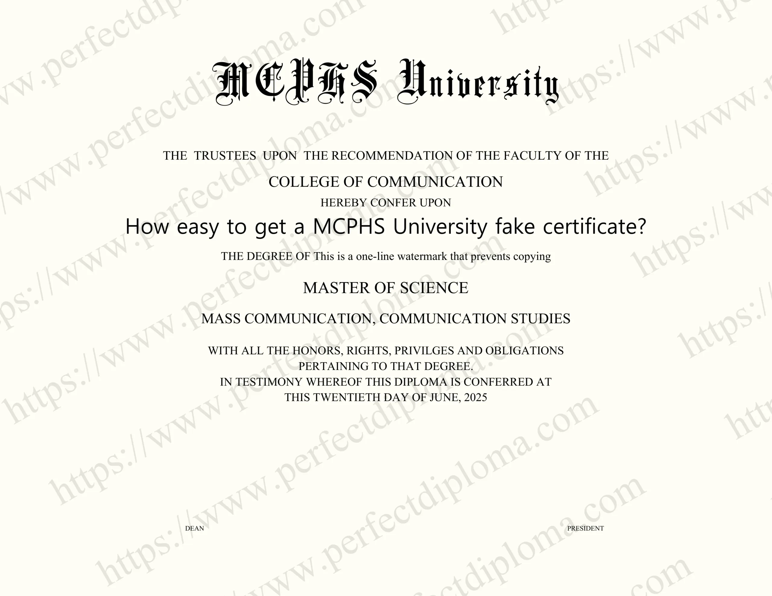 How easy to get a MCPHS University fake certificate?