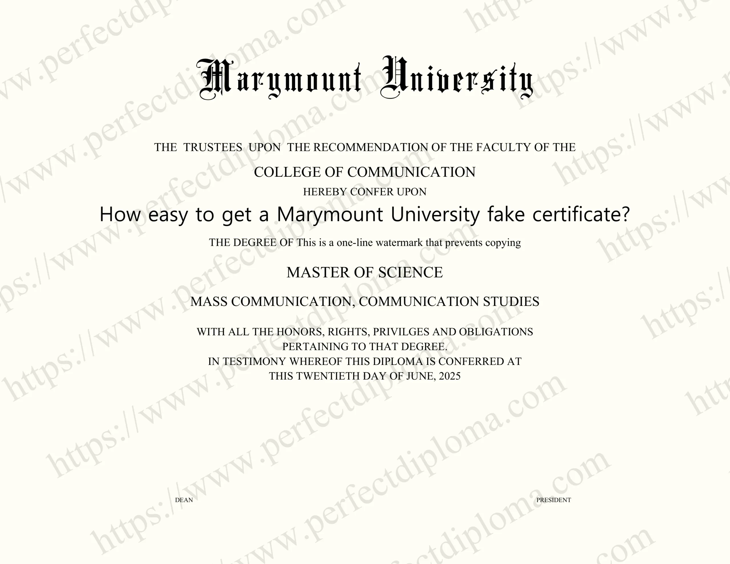 How easy to get a Marymount University fake certificate?