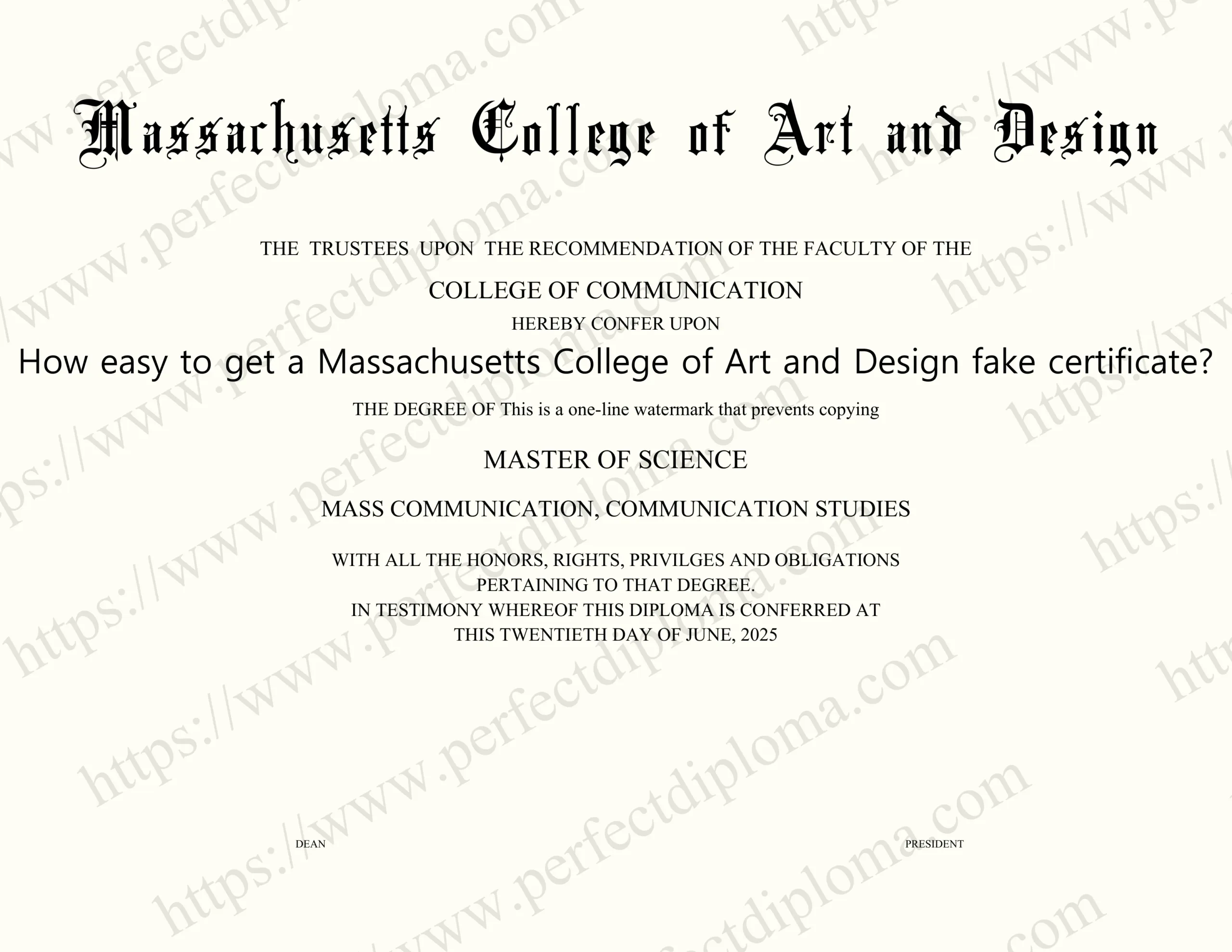 How easy to get a Massachusetts College of Art and Design fake certificate?