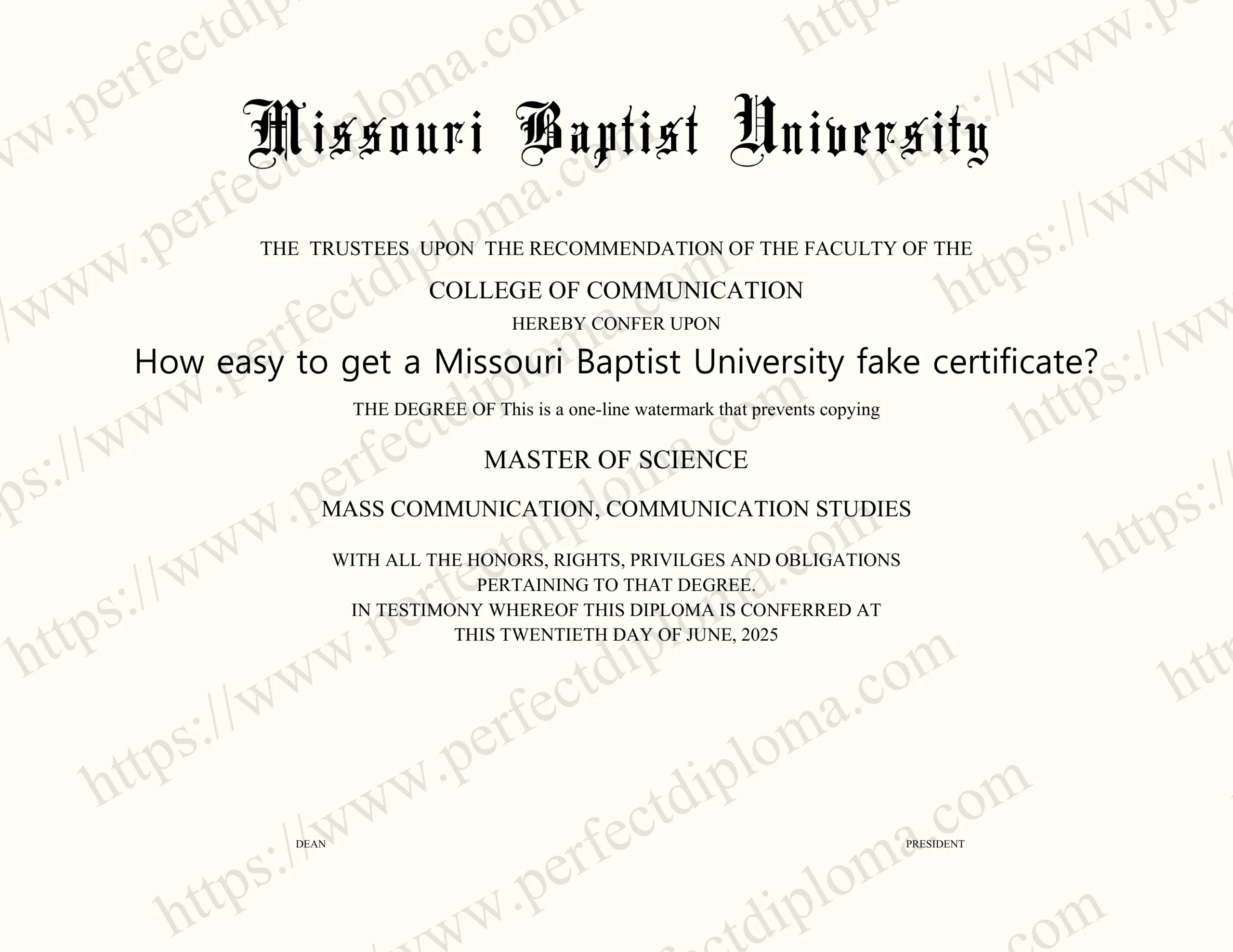 How easy to get a Missouri Baptist University fake certificate?