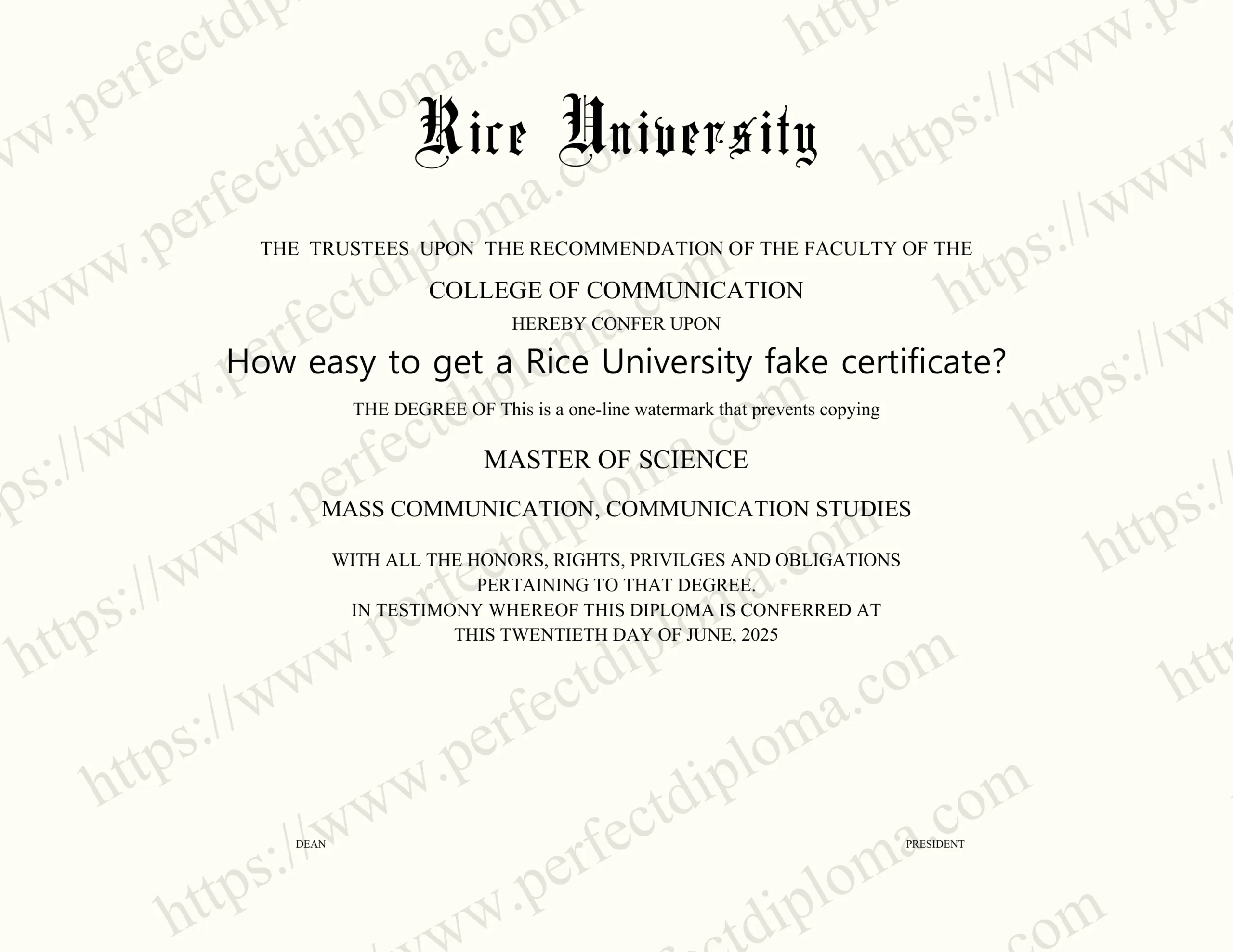 How easy to get a Rice University fake certificate?