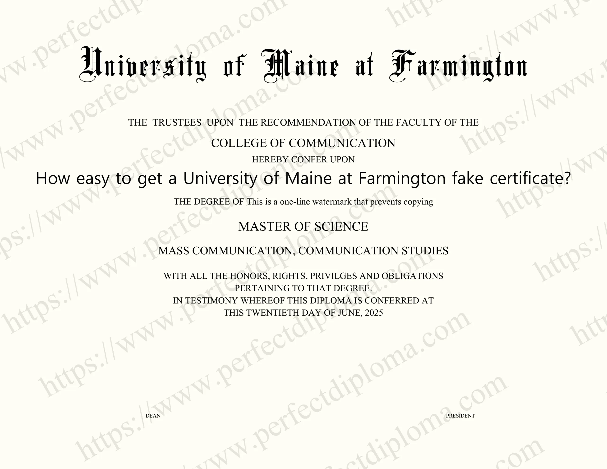 How easy to get a University of Maine at Farmington fake certificate?