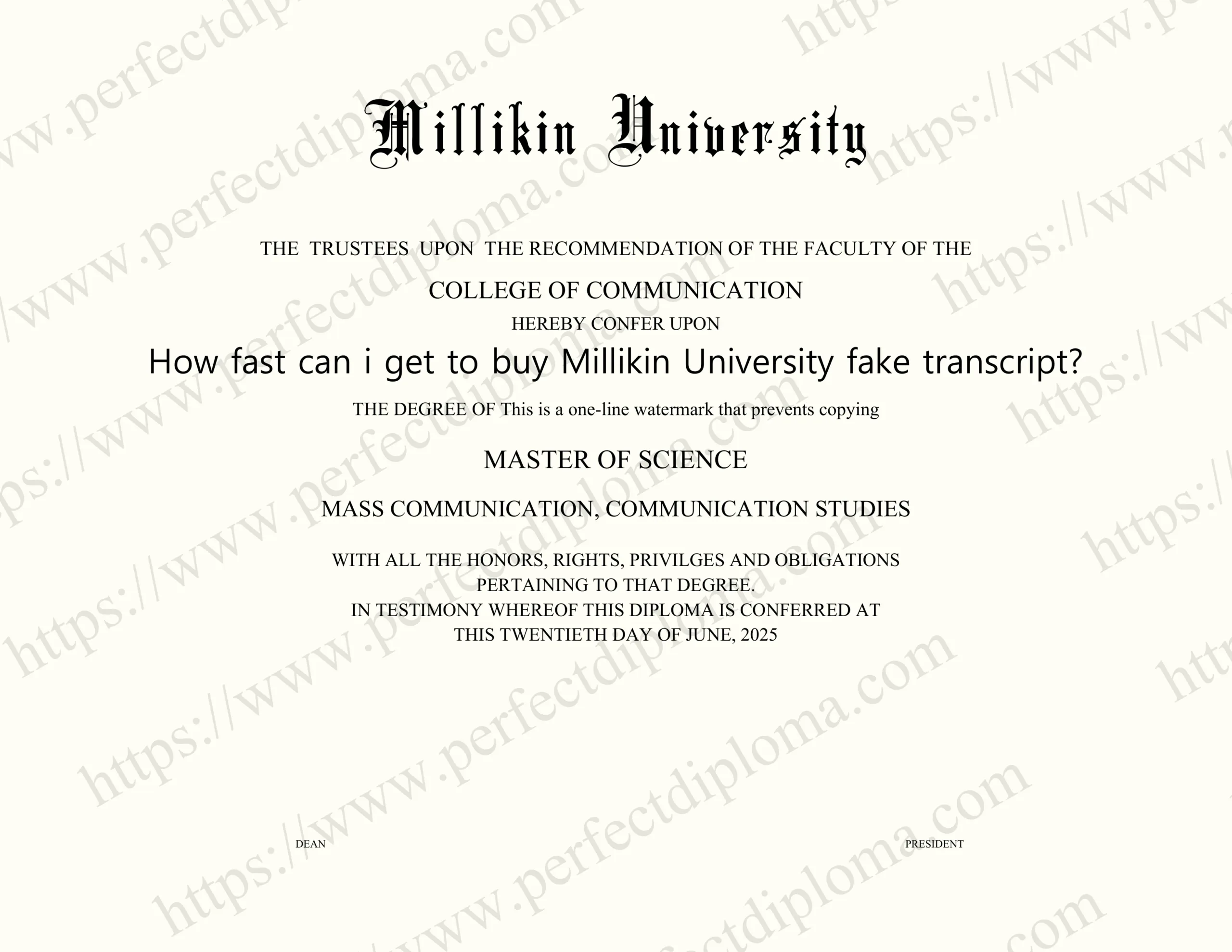 How fast can i get to buy Millikin University fake transcript?