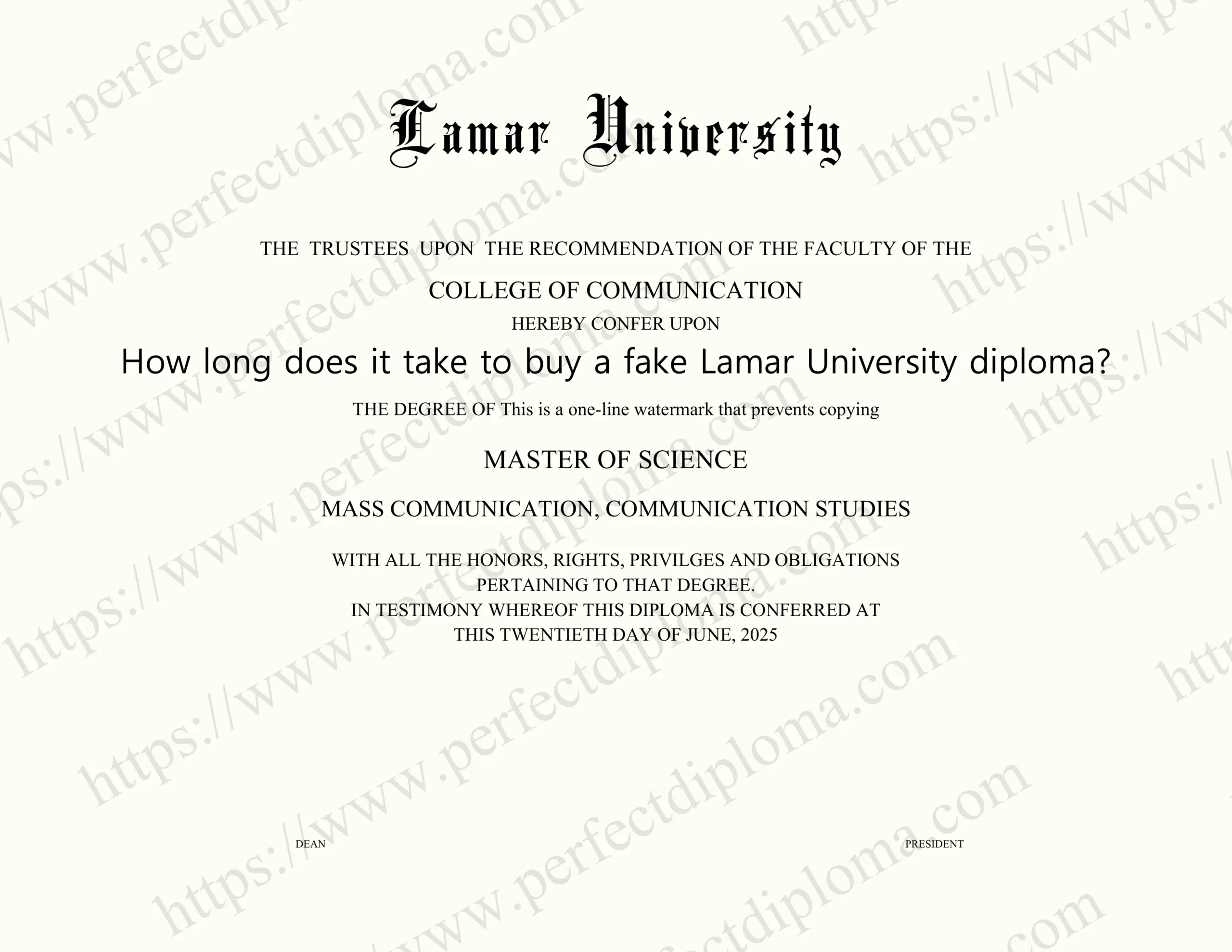 How long does it take to buy a fake Lamar University diploma?