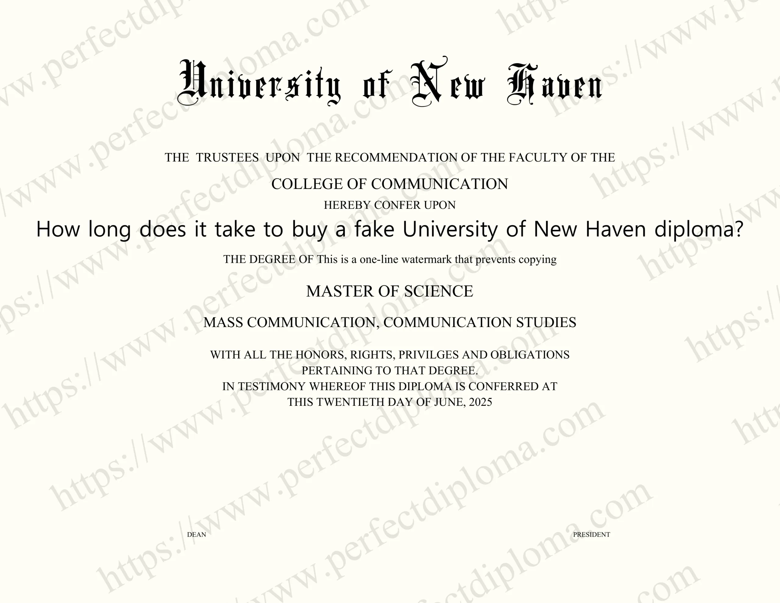 How long does it take to buy a fake University of New Haven diploma?