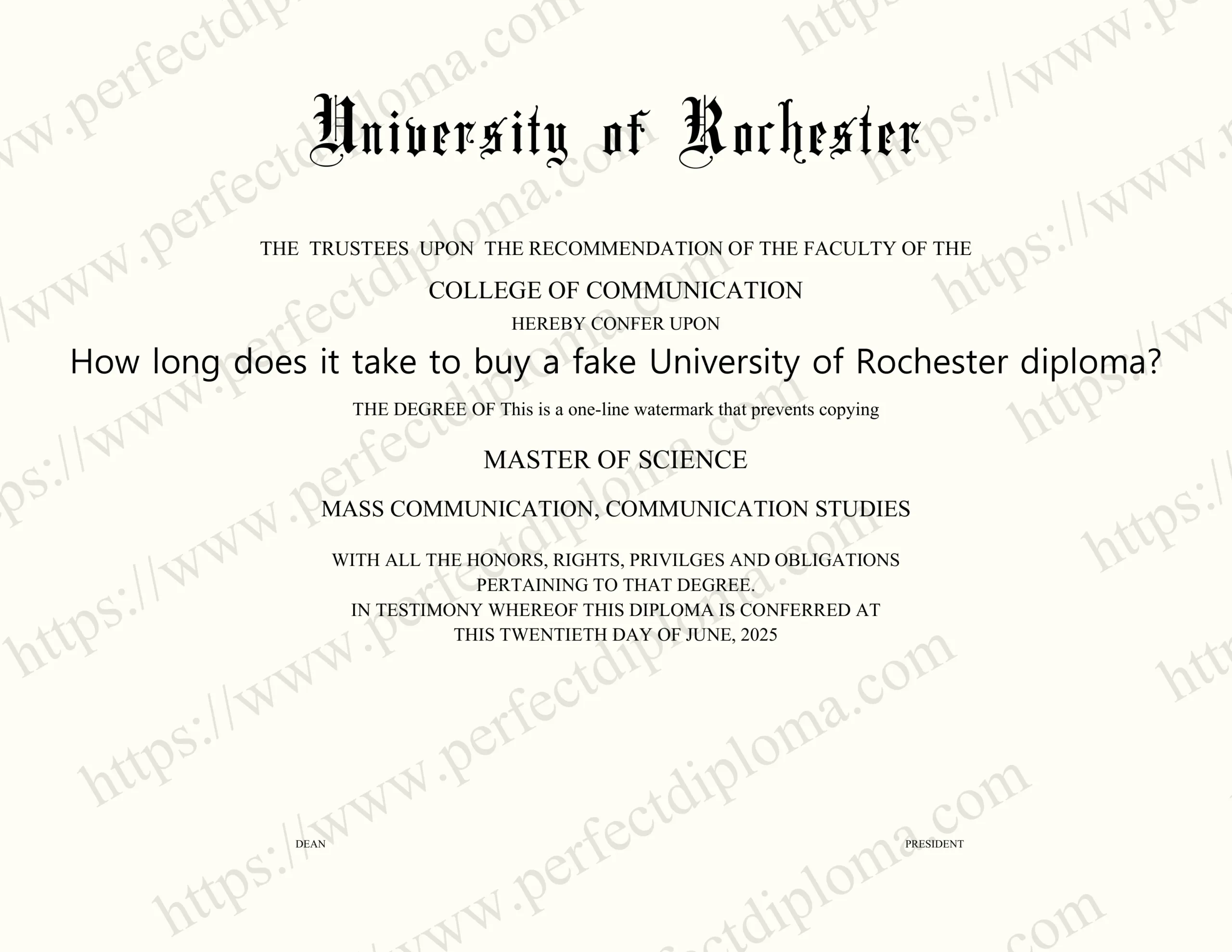 How long does it take to buy a fake University of Rochester diploma?