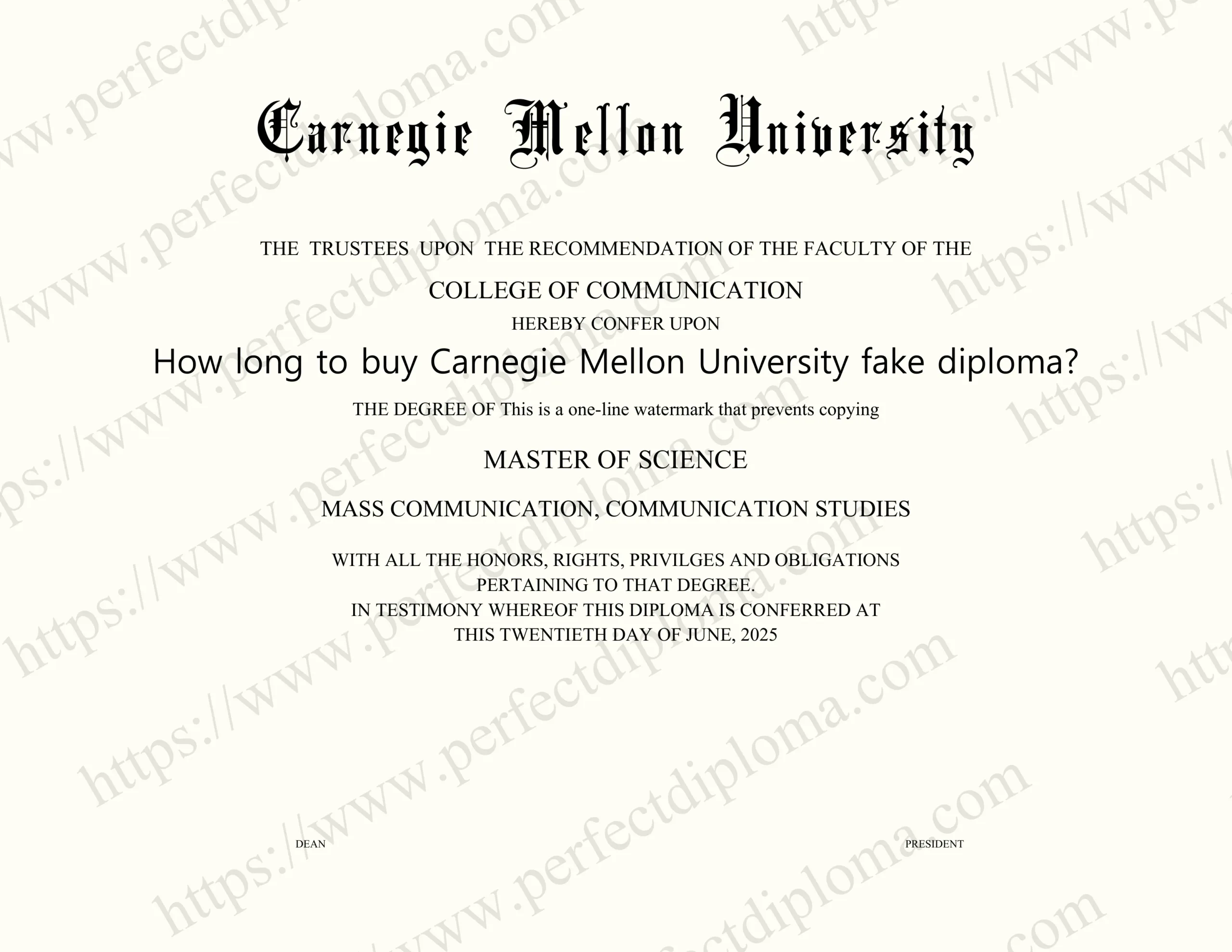 How long to buy Carnegie Mellon University fake diploma?