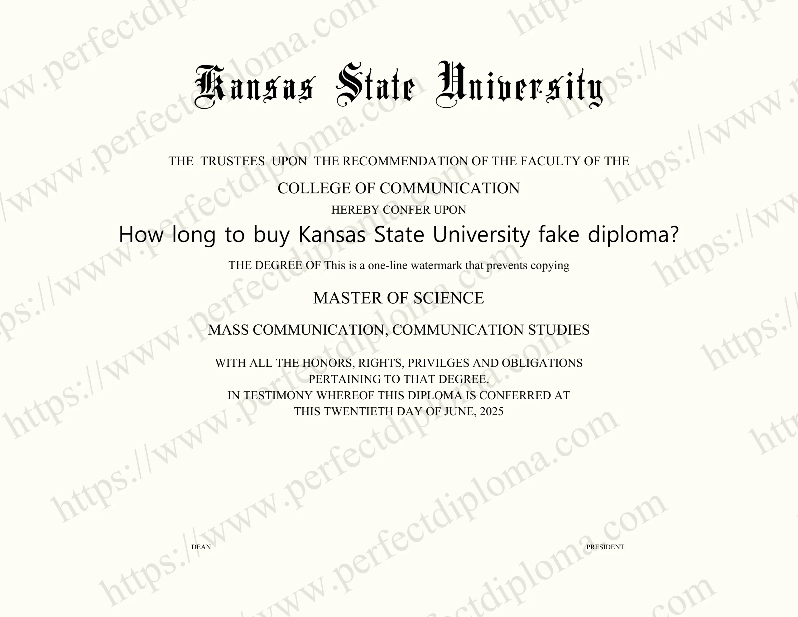 How long to buy Kansas State University fake diploma?