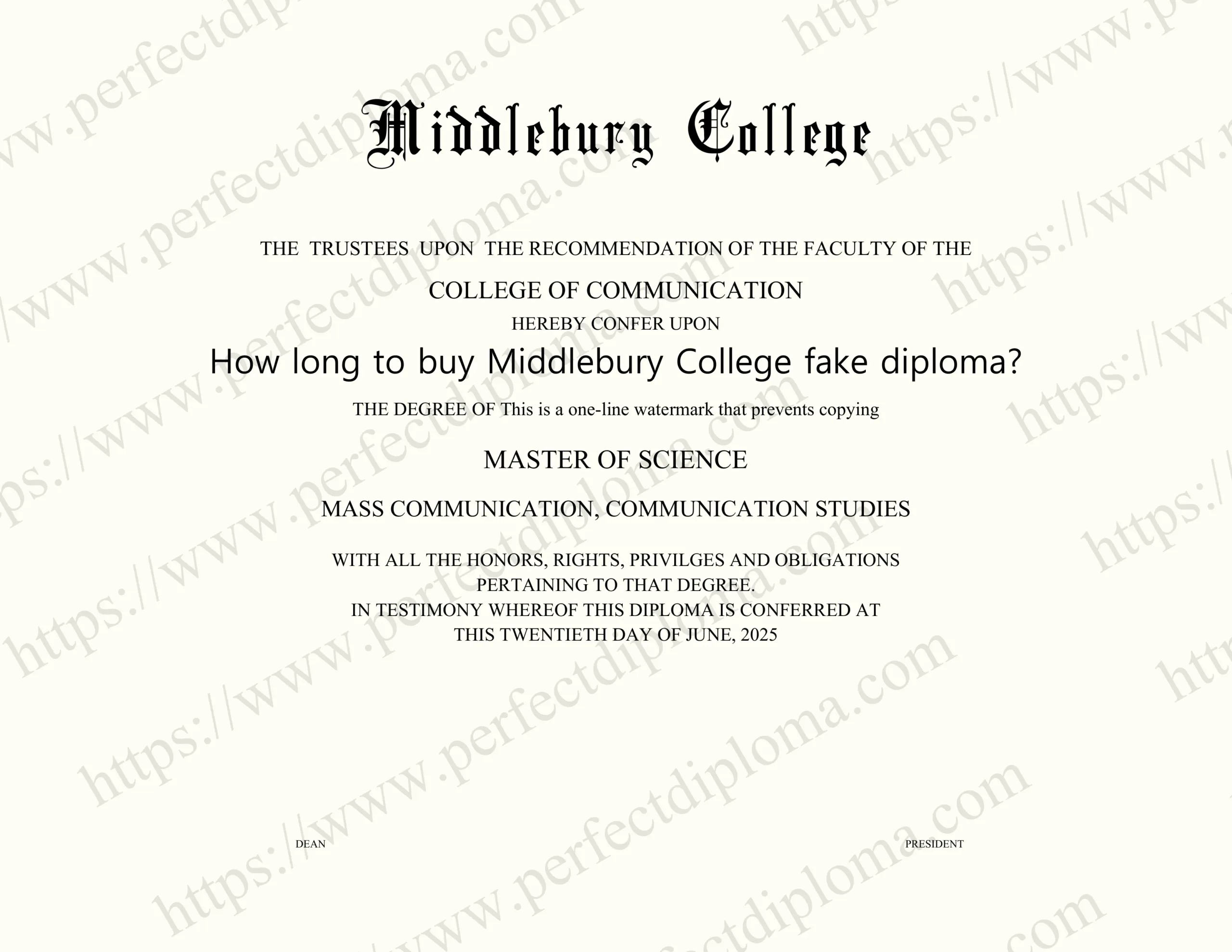 How long to buy Middlebury College fake diploma?