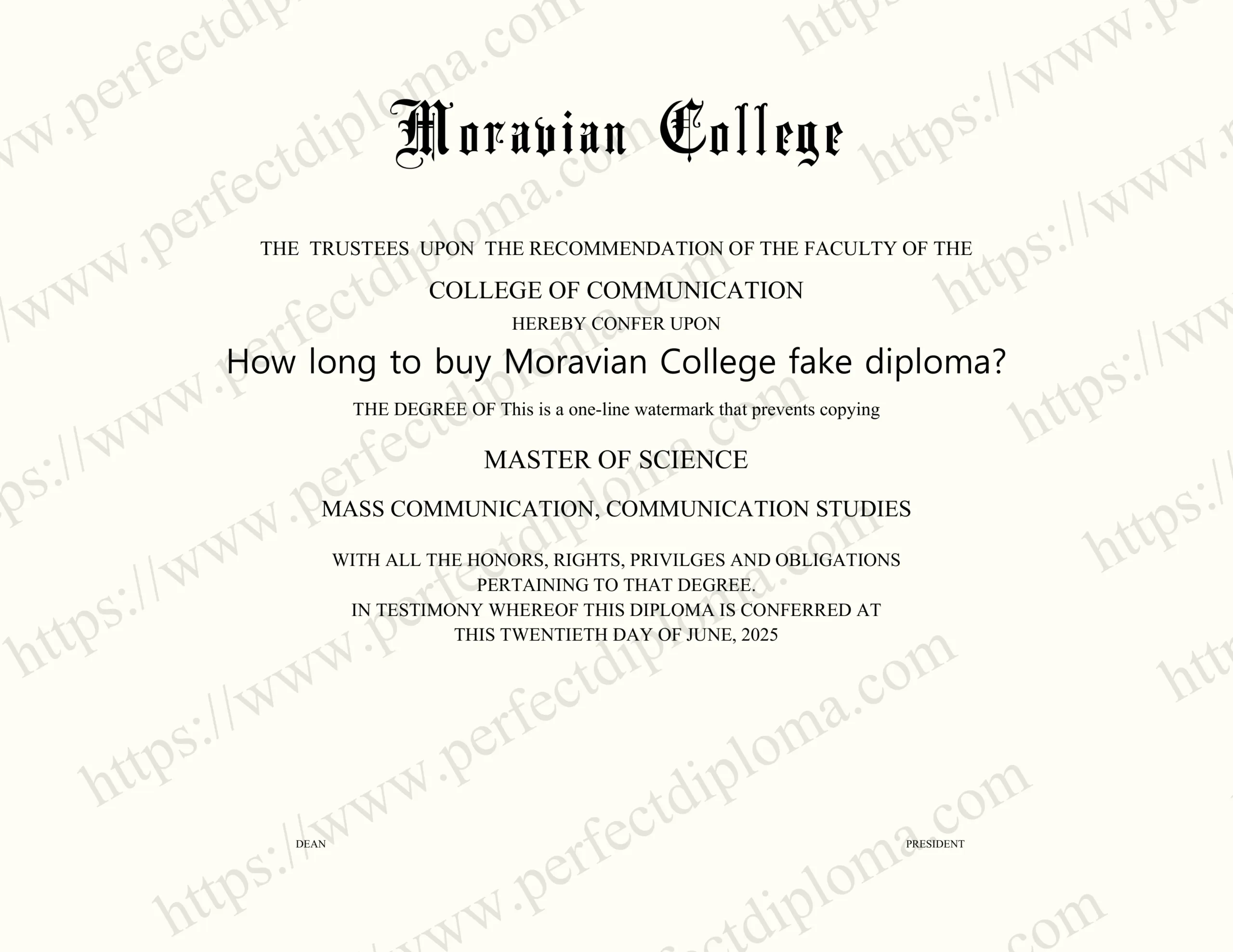 How long to buy Moravian College fake diploma?