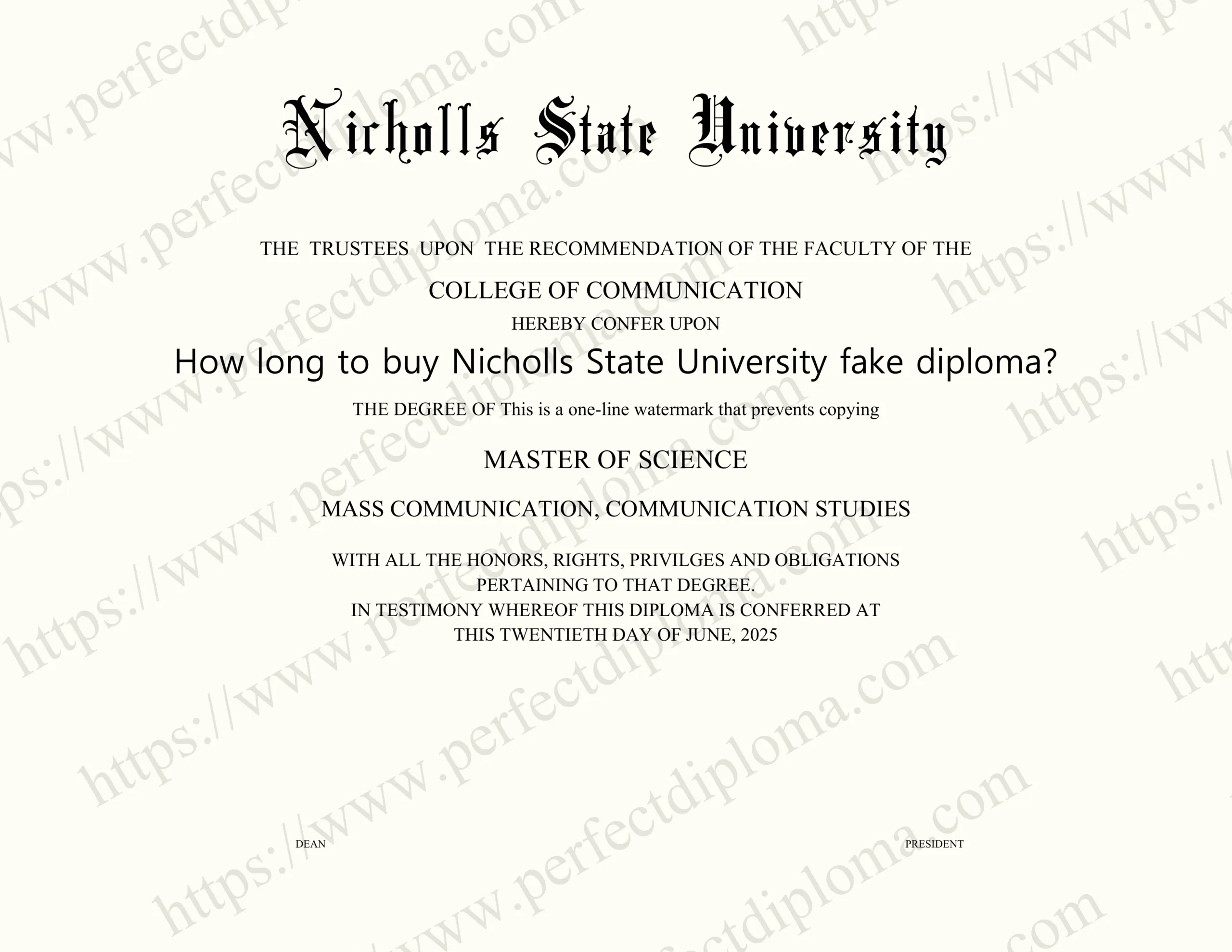 How long to buy Nicholls State University fake diploma?