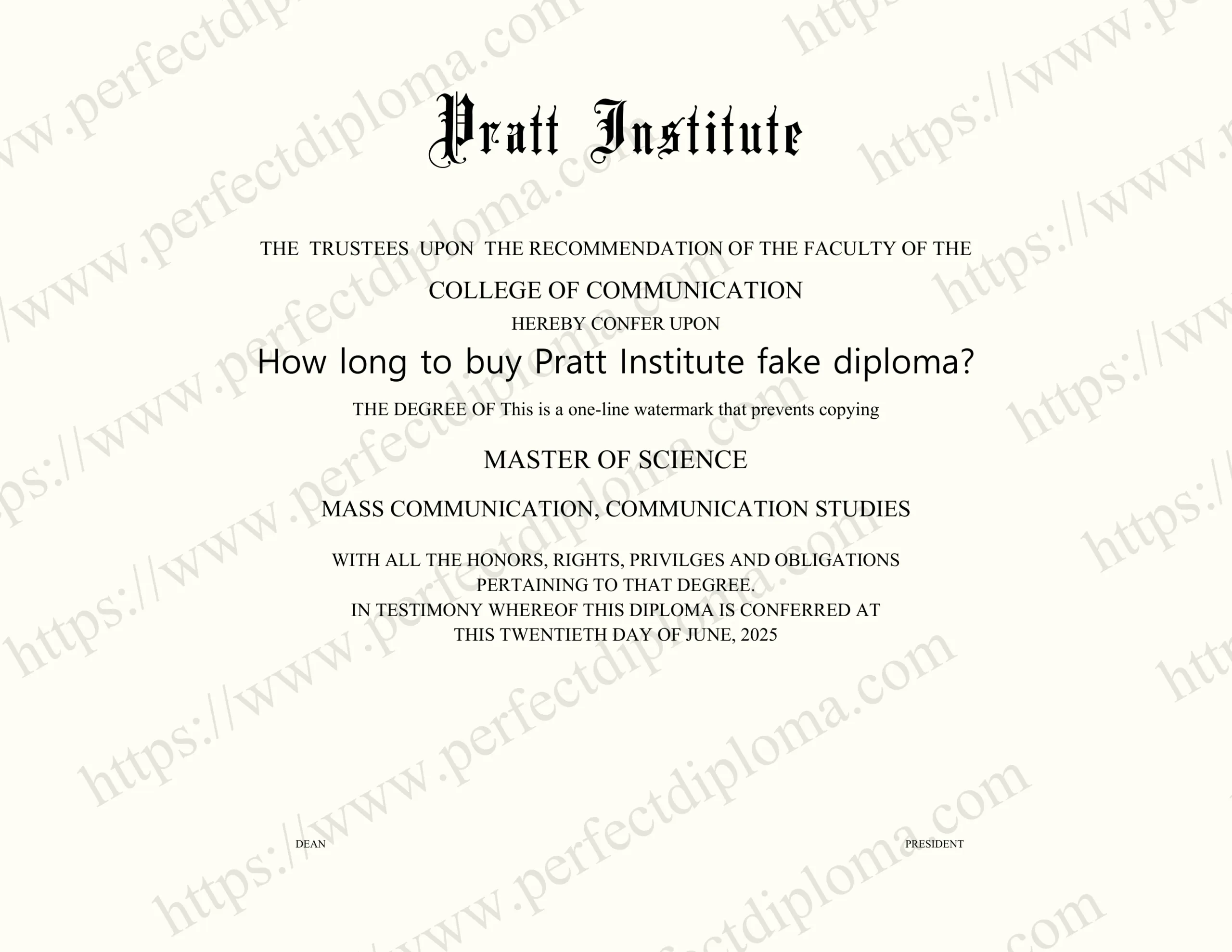 How long to buy Pratt Institute fake diploma?