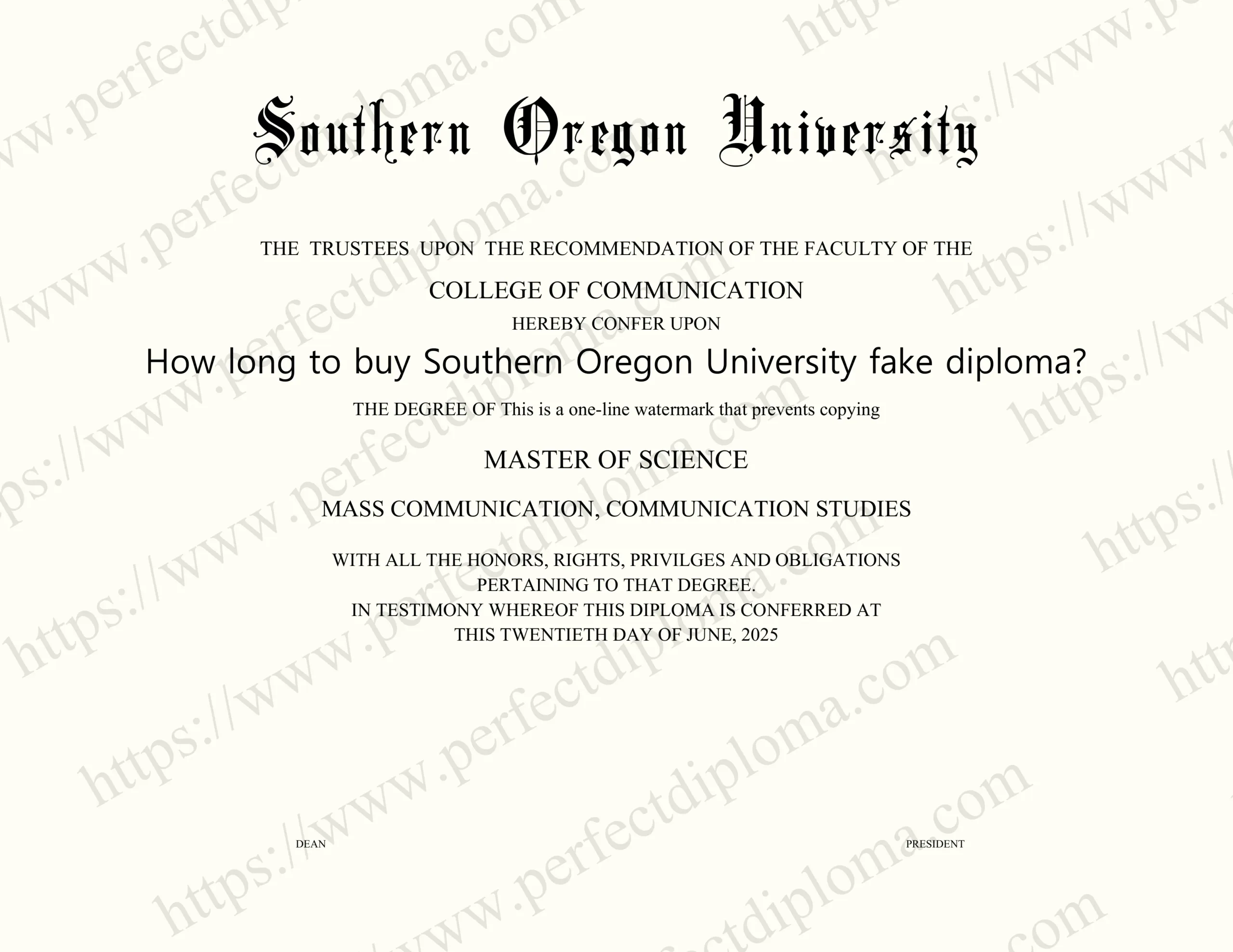 How long to buy Southern Oregon University fake diploma?