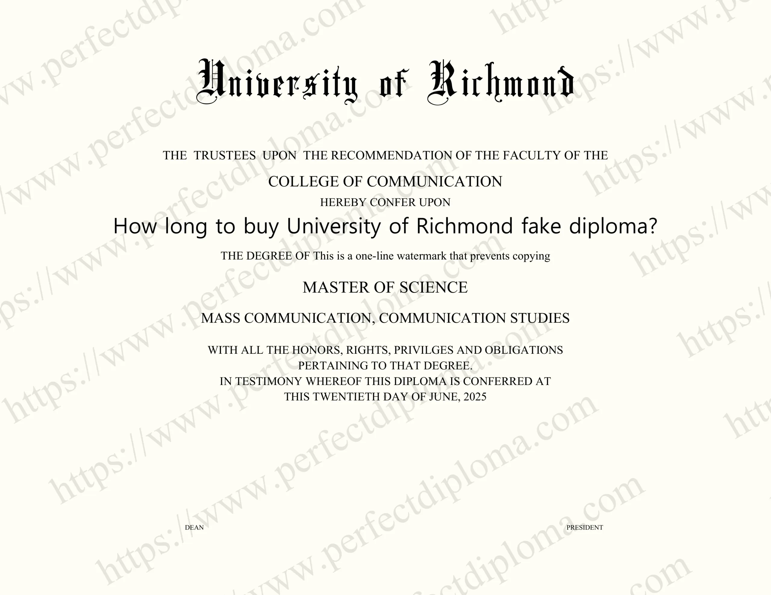 How long to buy University of Richmond fake diploma?