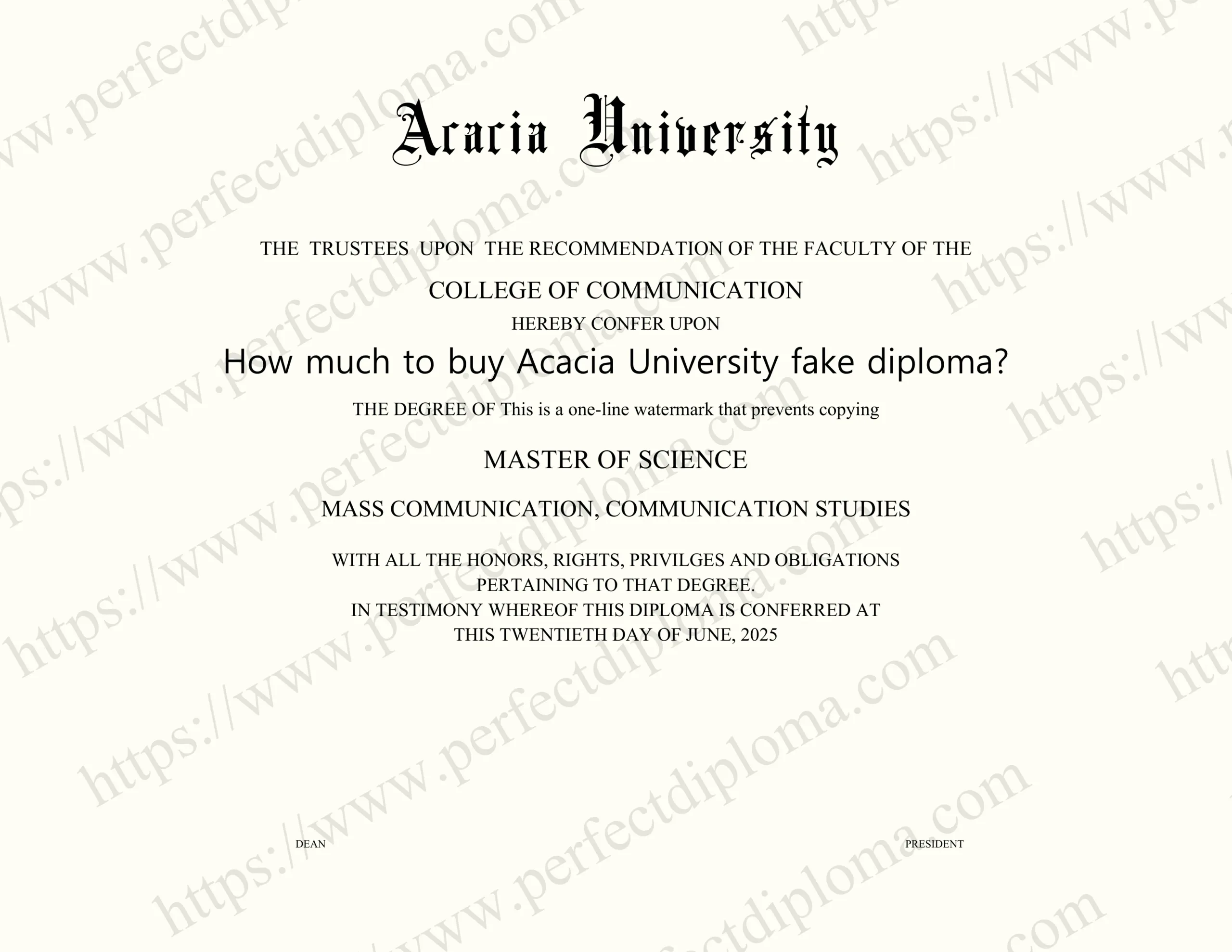 How much to buy Acacia University fake diploma?