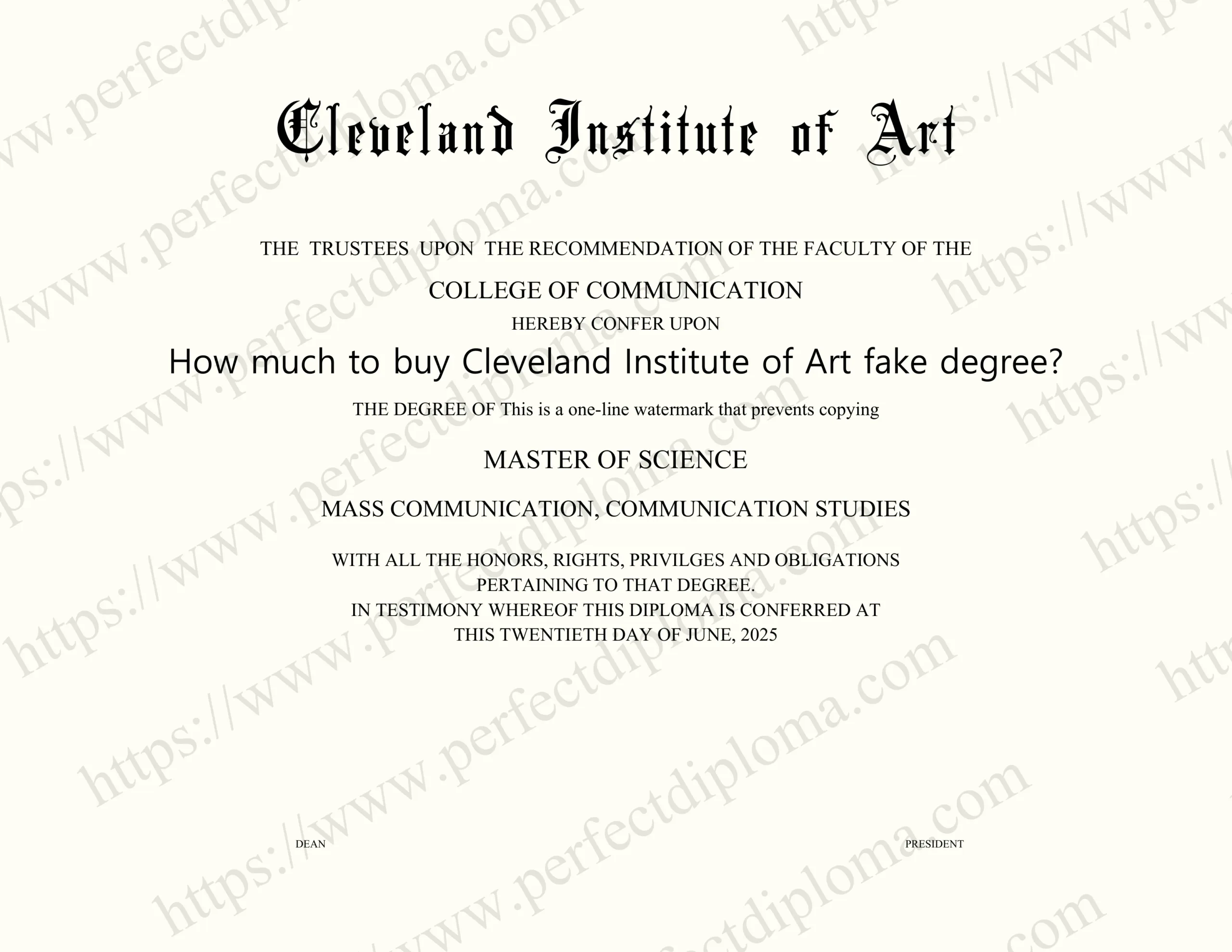 How much to buy Cleveland Institute of Art fake degree?