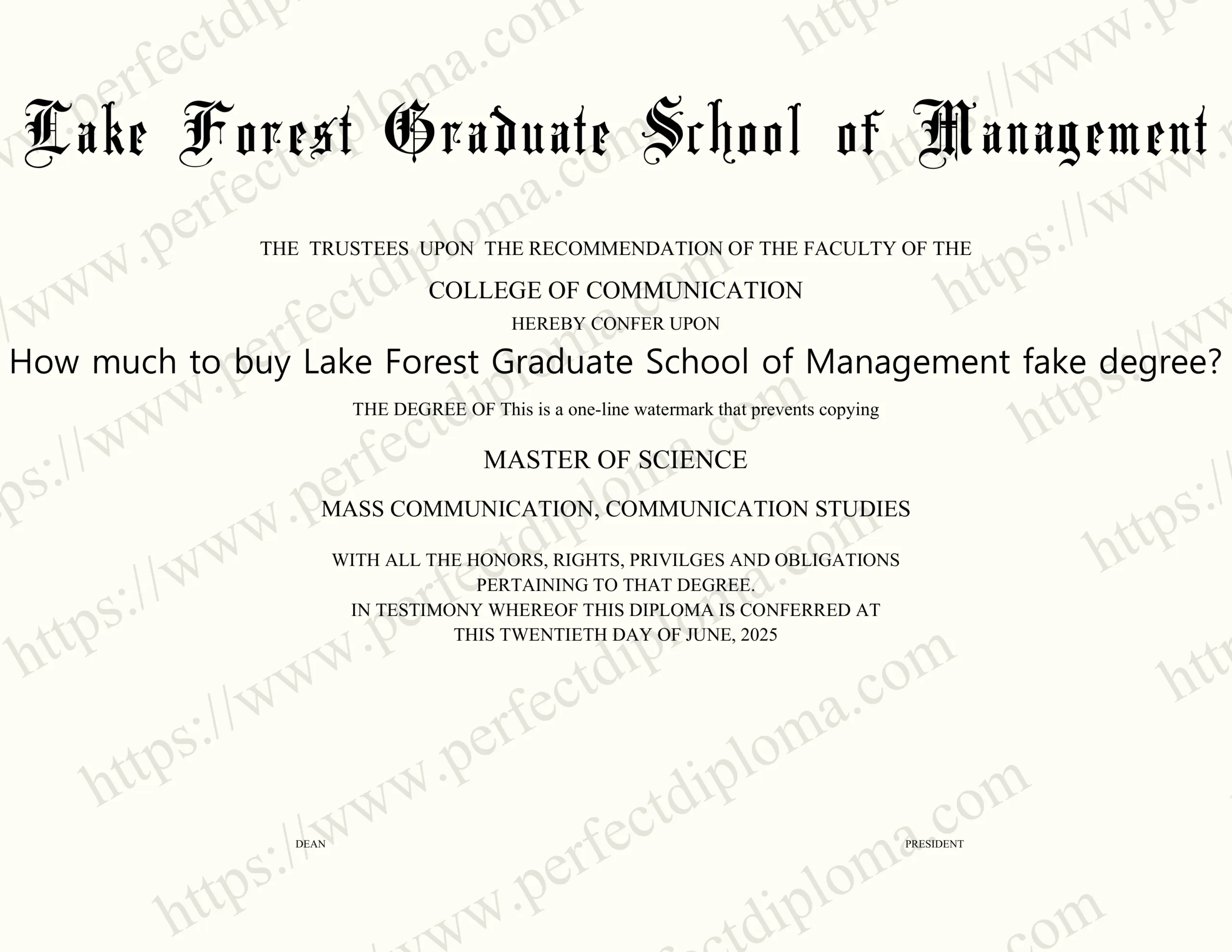 How much to buy Lake Forest Graduate School of Management fake degree?