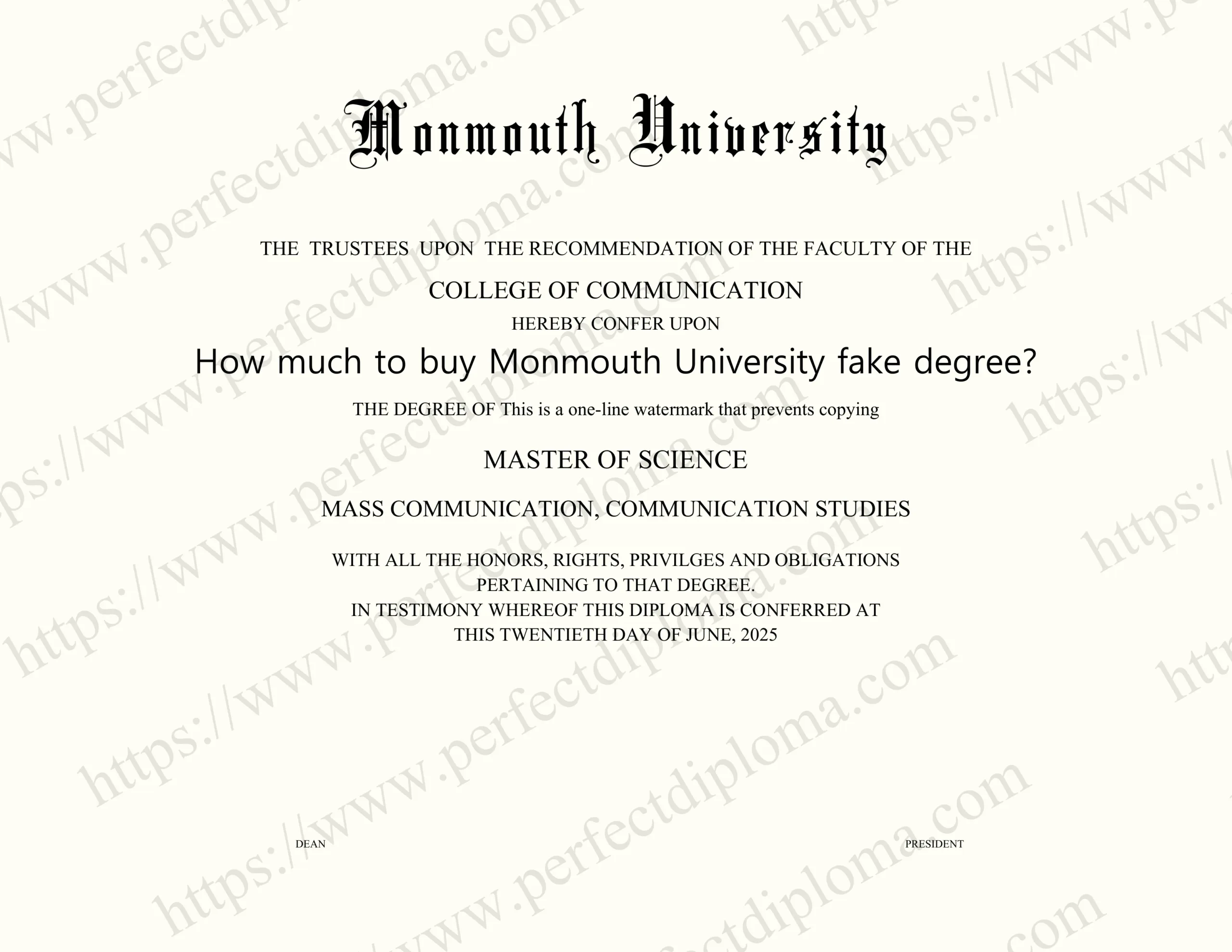 How much to buy Monmouth University fake degree?