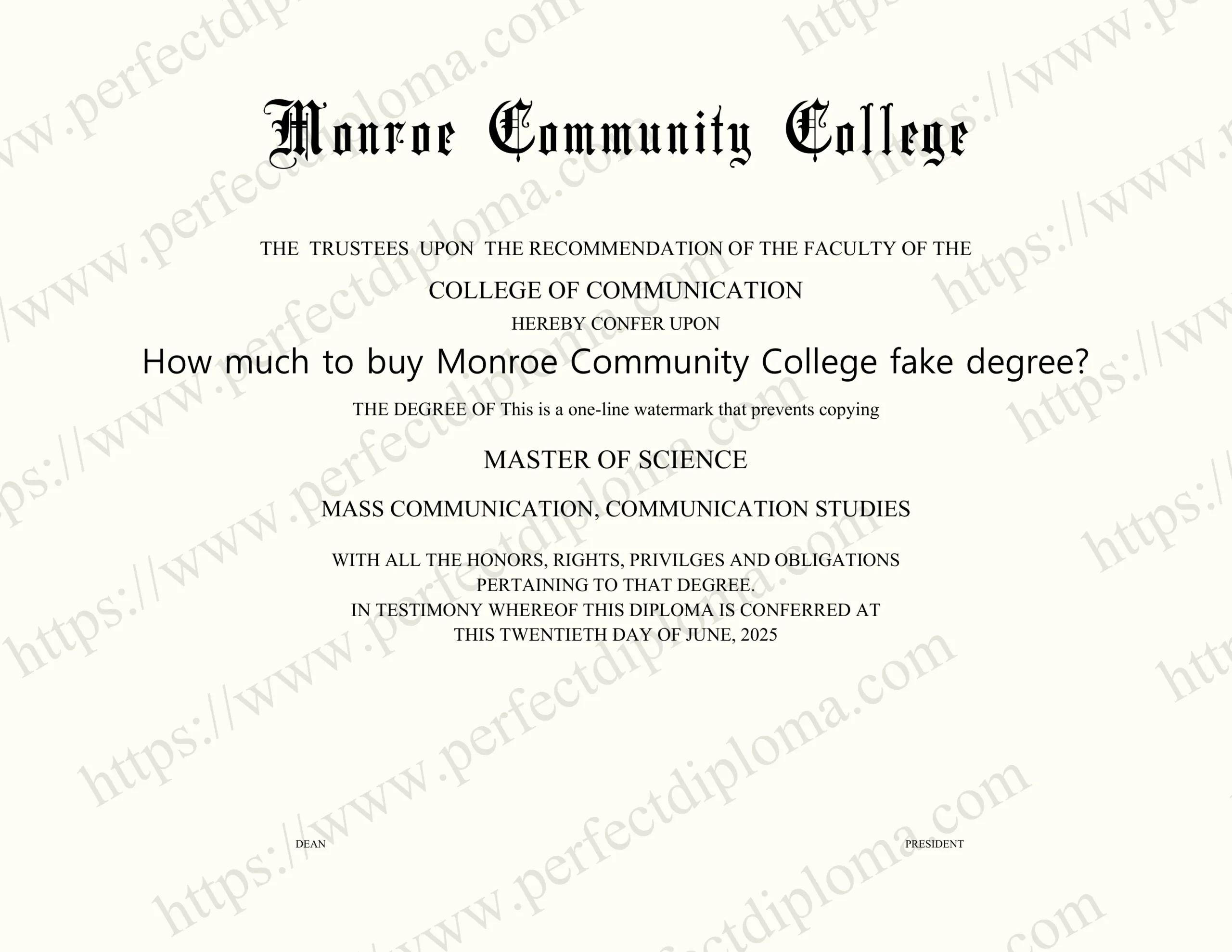 How much to buy Monroe Community College fake degree?