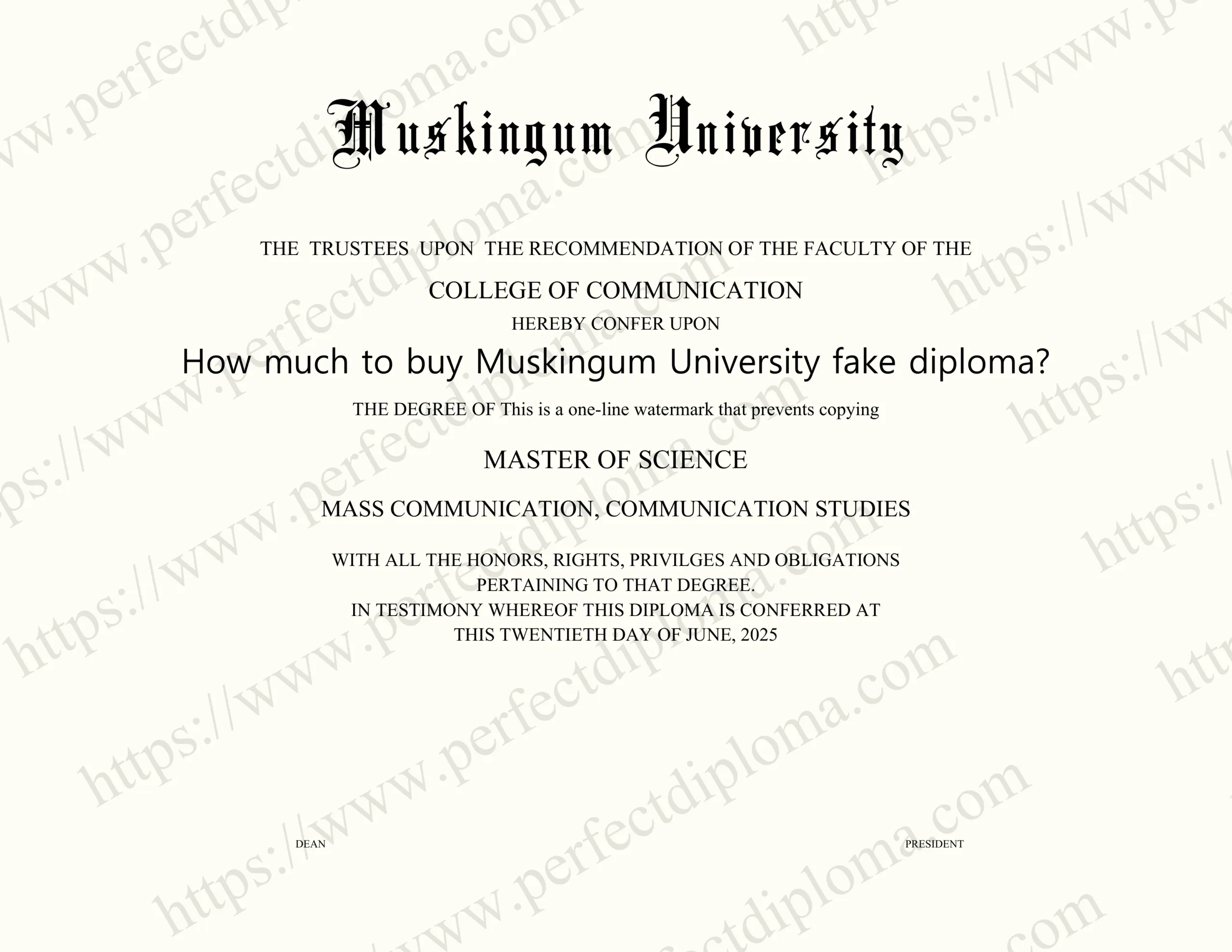How much to buy Muskingum University fake diploma?