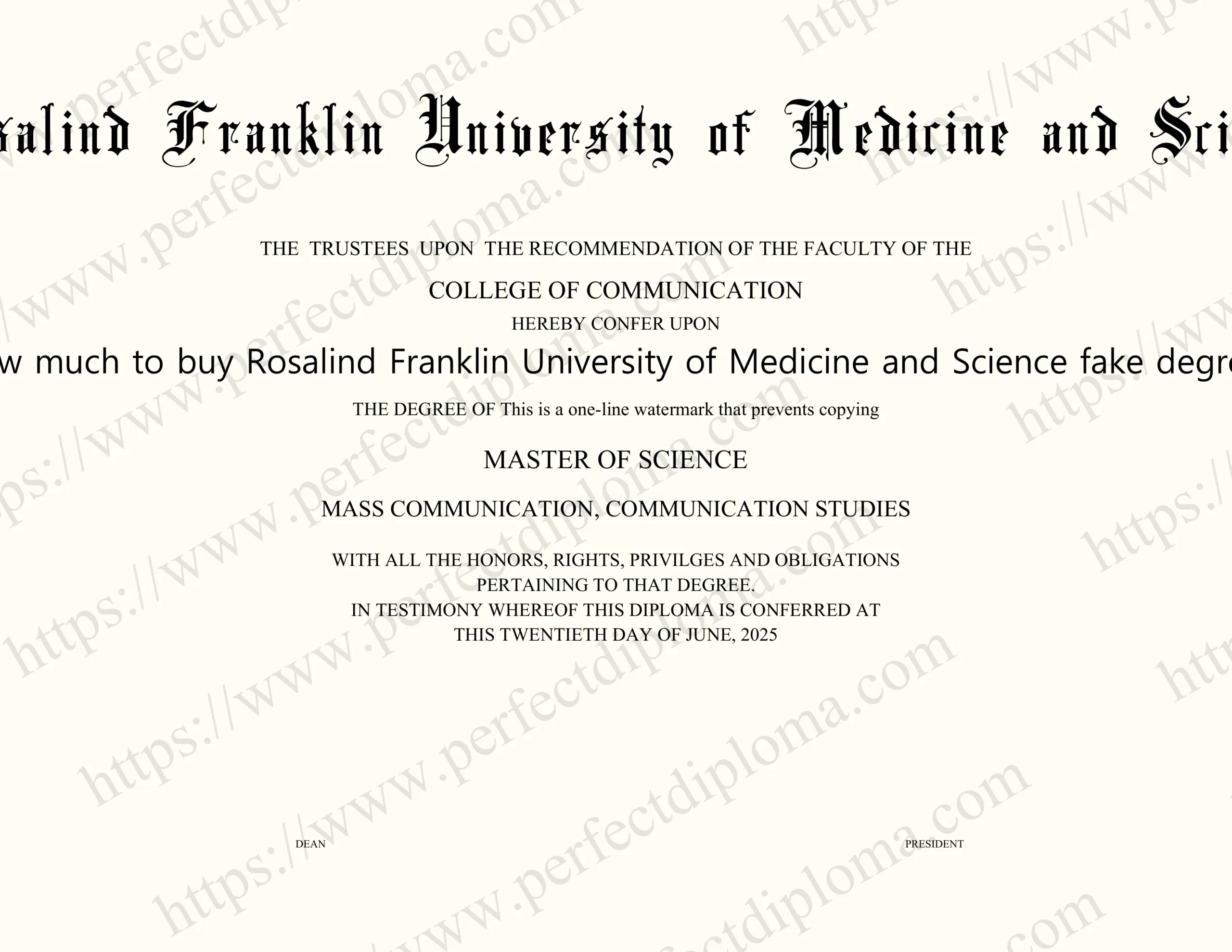 How much to buy Rosalind Franklin University of Medicine and Science fake degree?