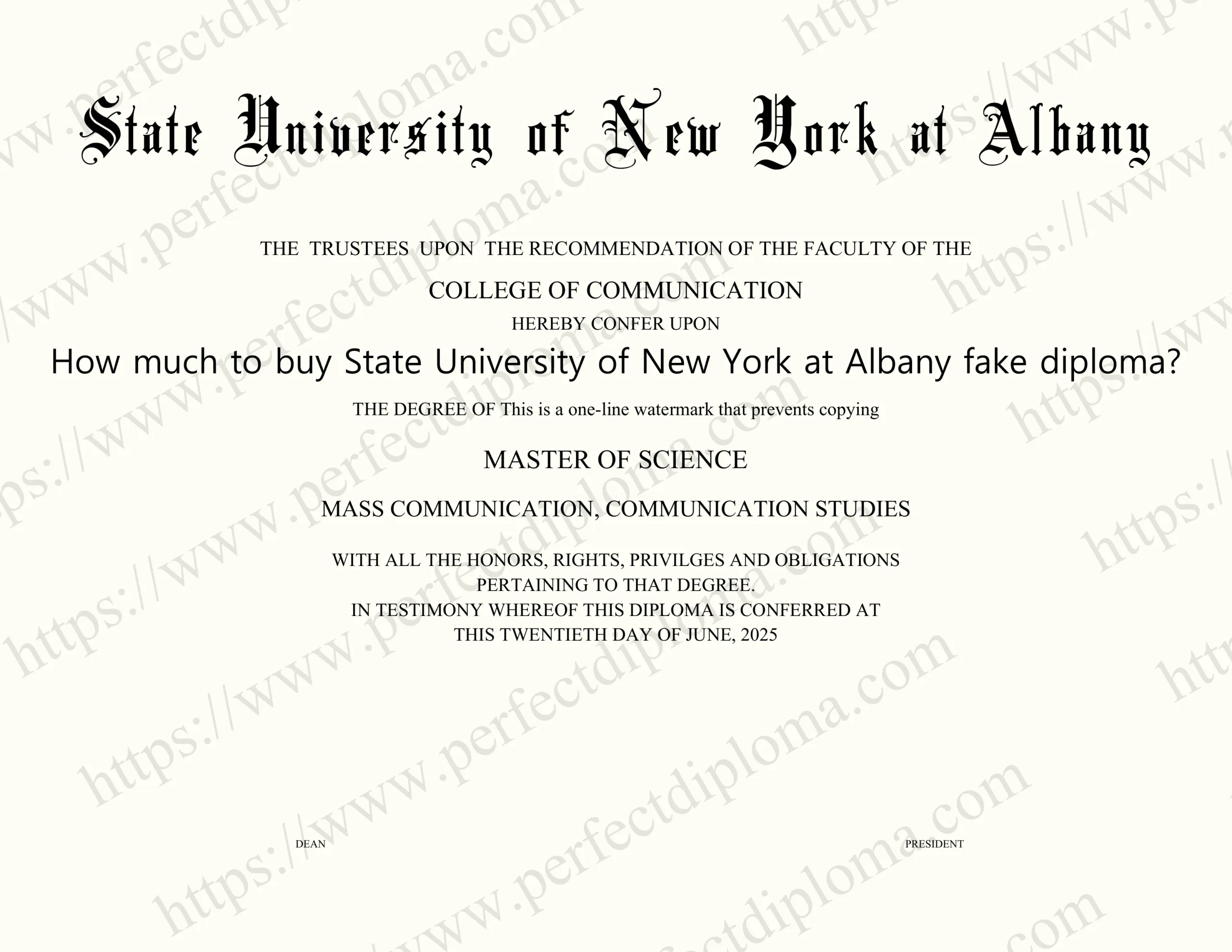How much to buy State University of New York at Albany fake diploma?