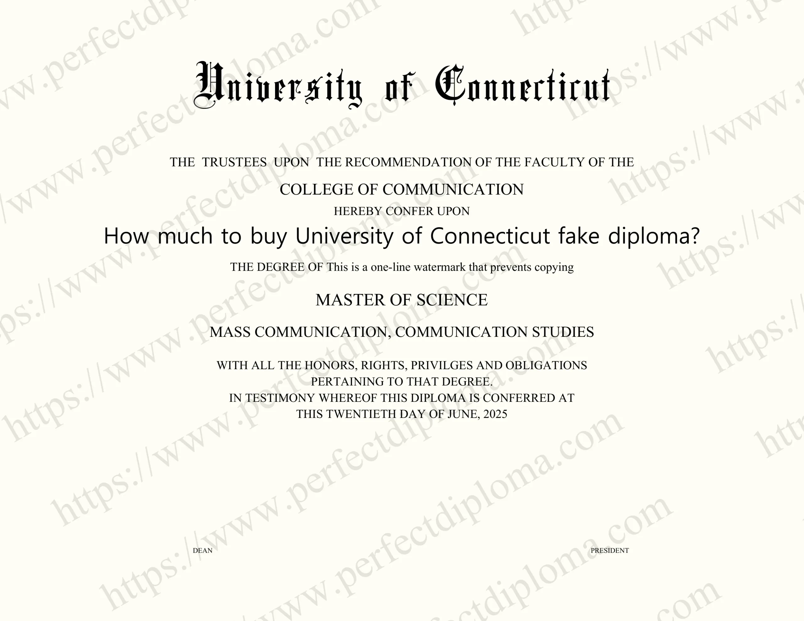 How much to buy University of Connecticut fake diploma?