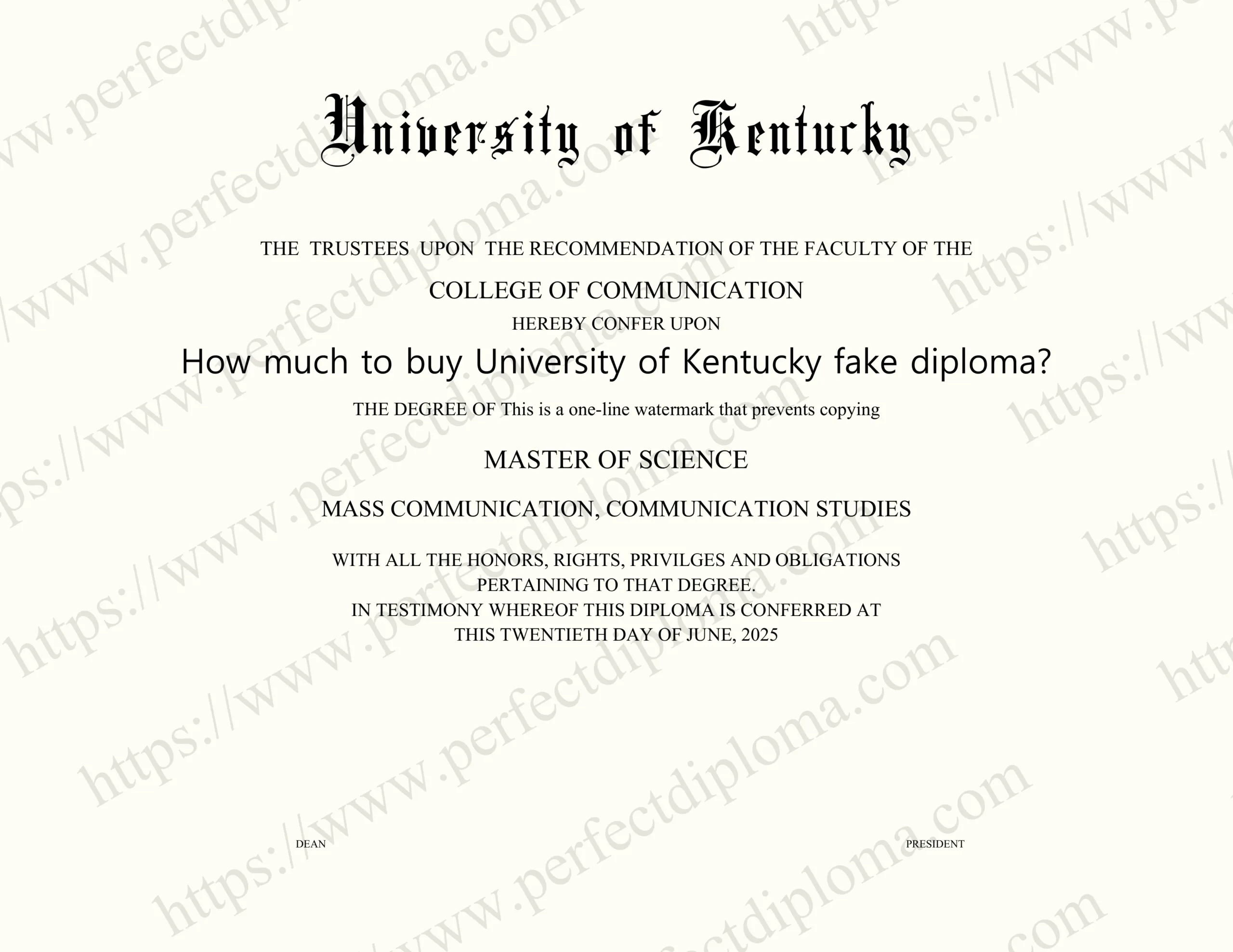 How much to buy University of Kentucky fake diploma?