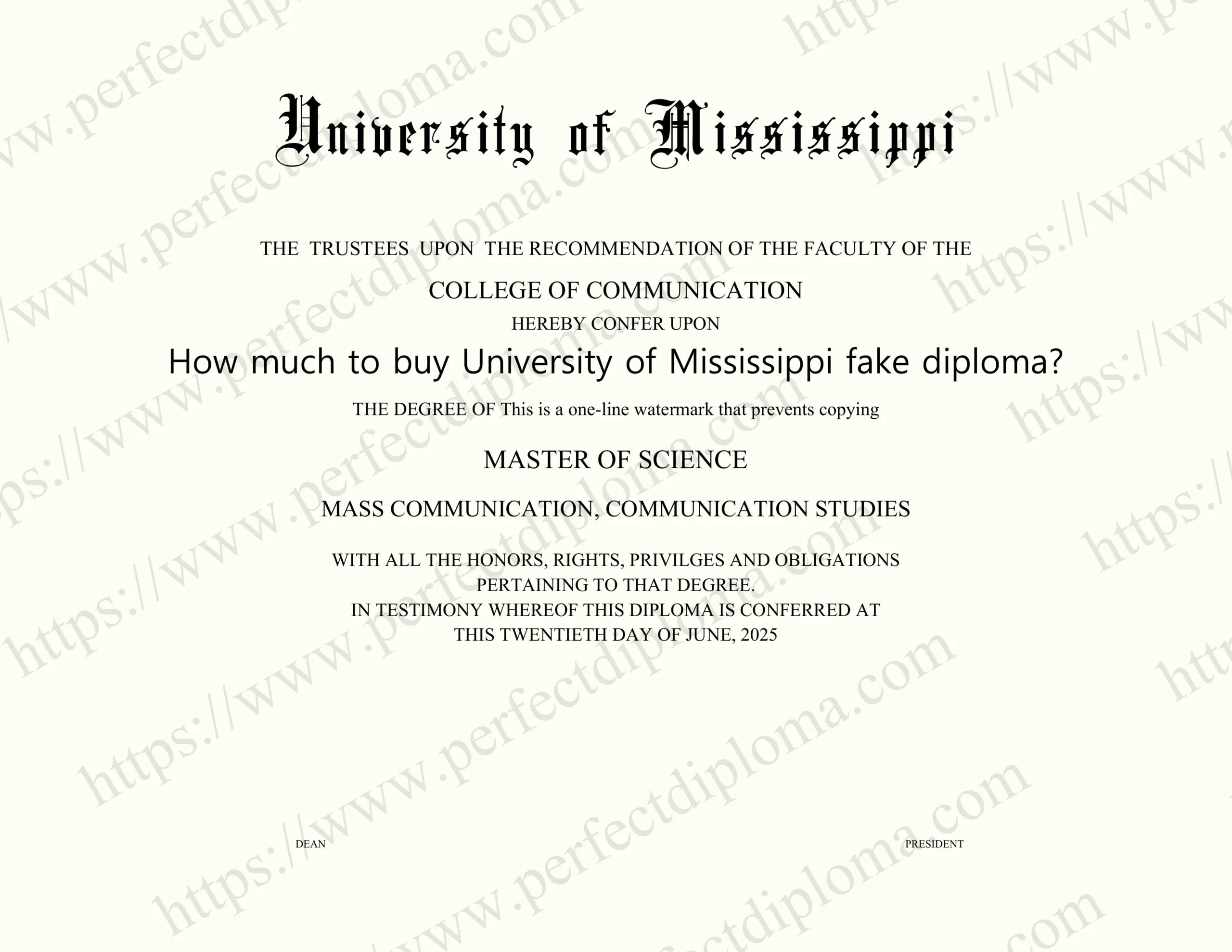 How much to buy University of Mississippi fake diploma?