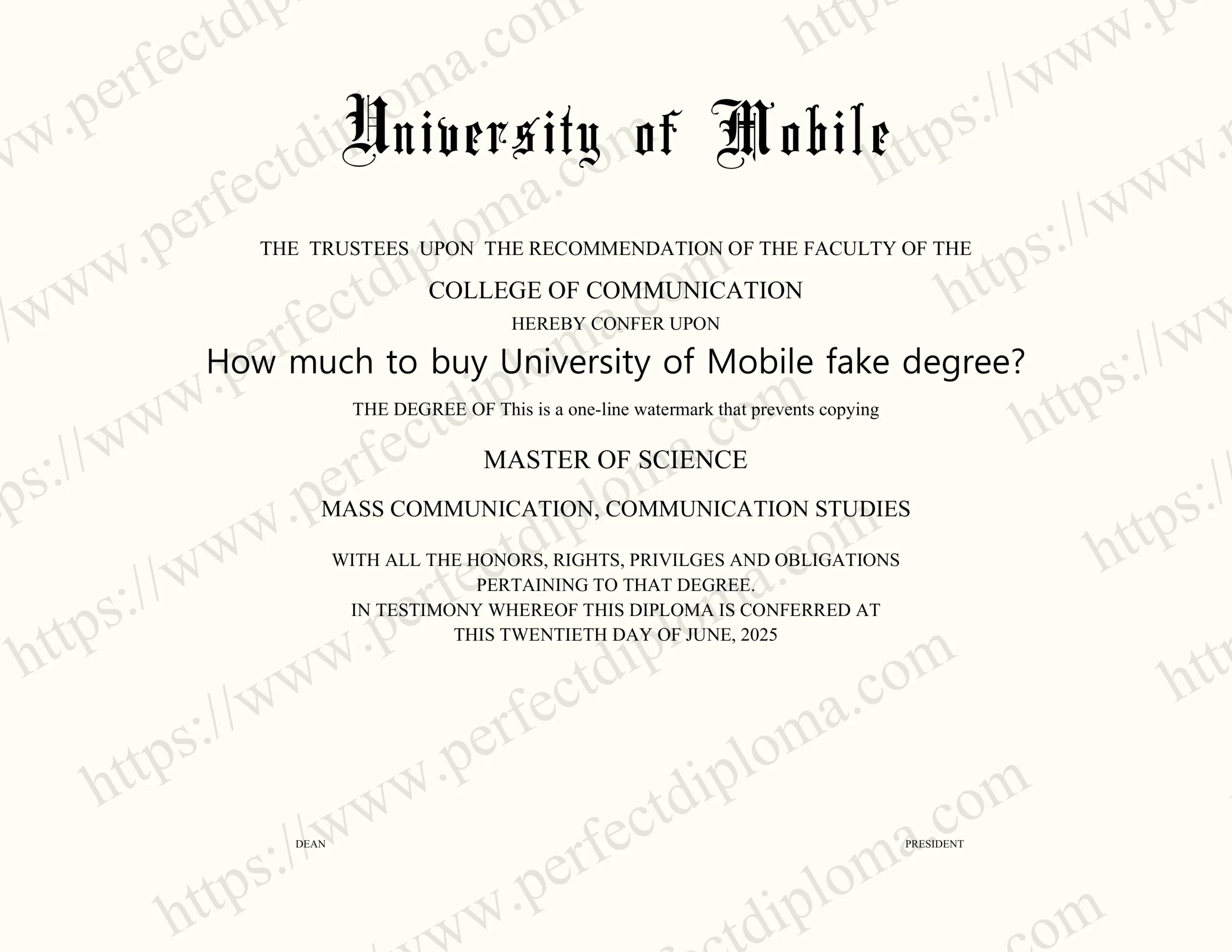 How much to buy University of Mobile fake degree?