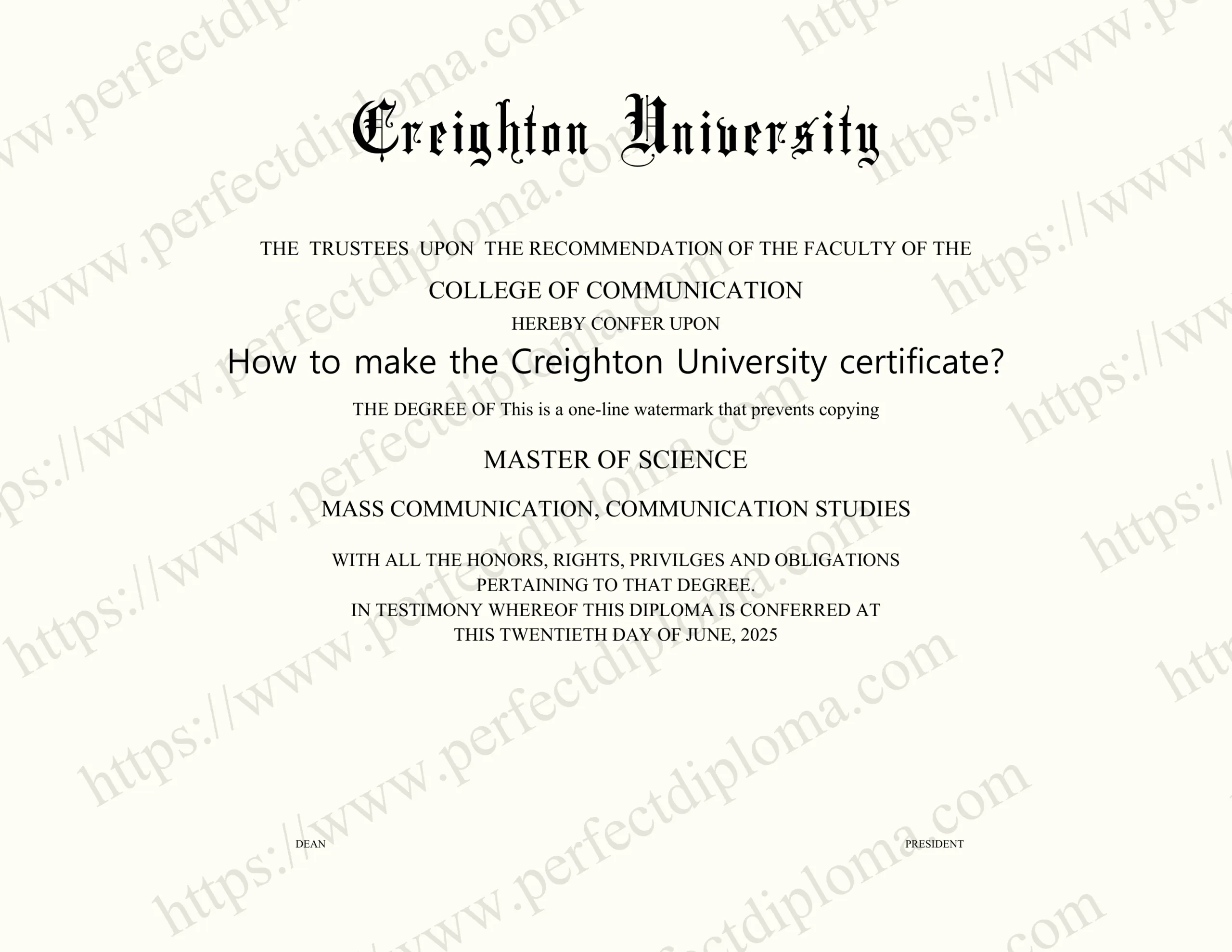 How to make the Creighton University certificate?