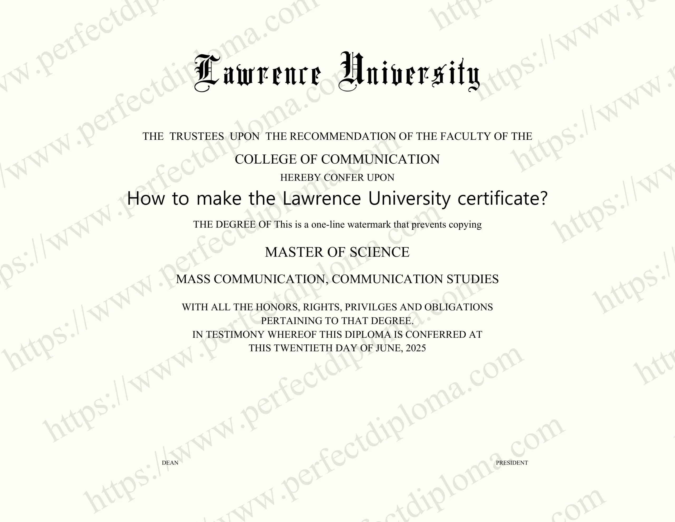 How to make the Lawrence University certificate?