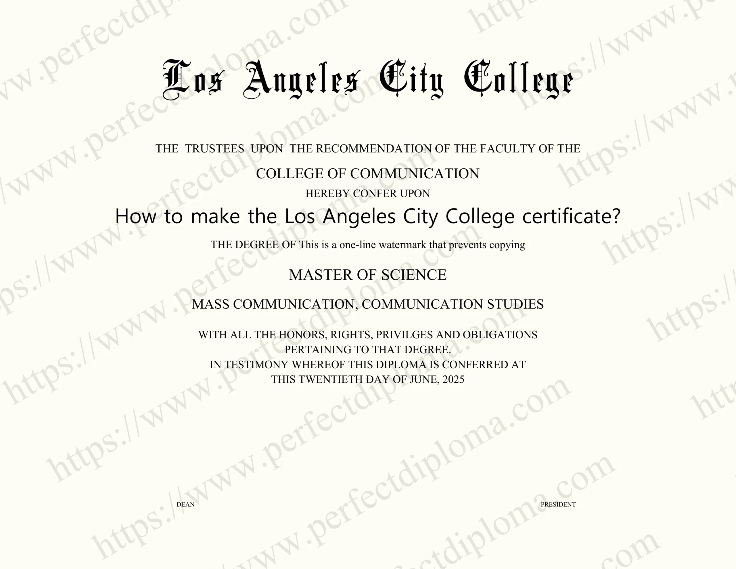 How to make the Los Angeles City College certificate?