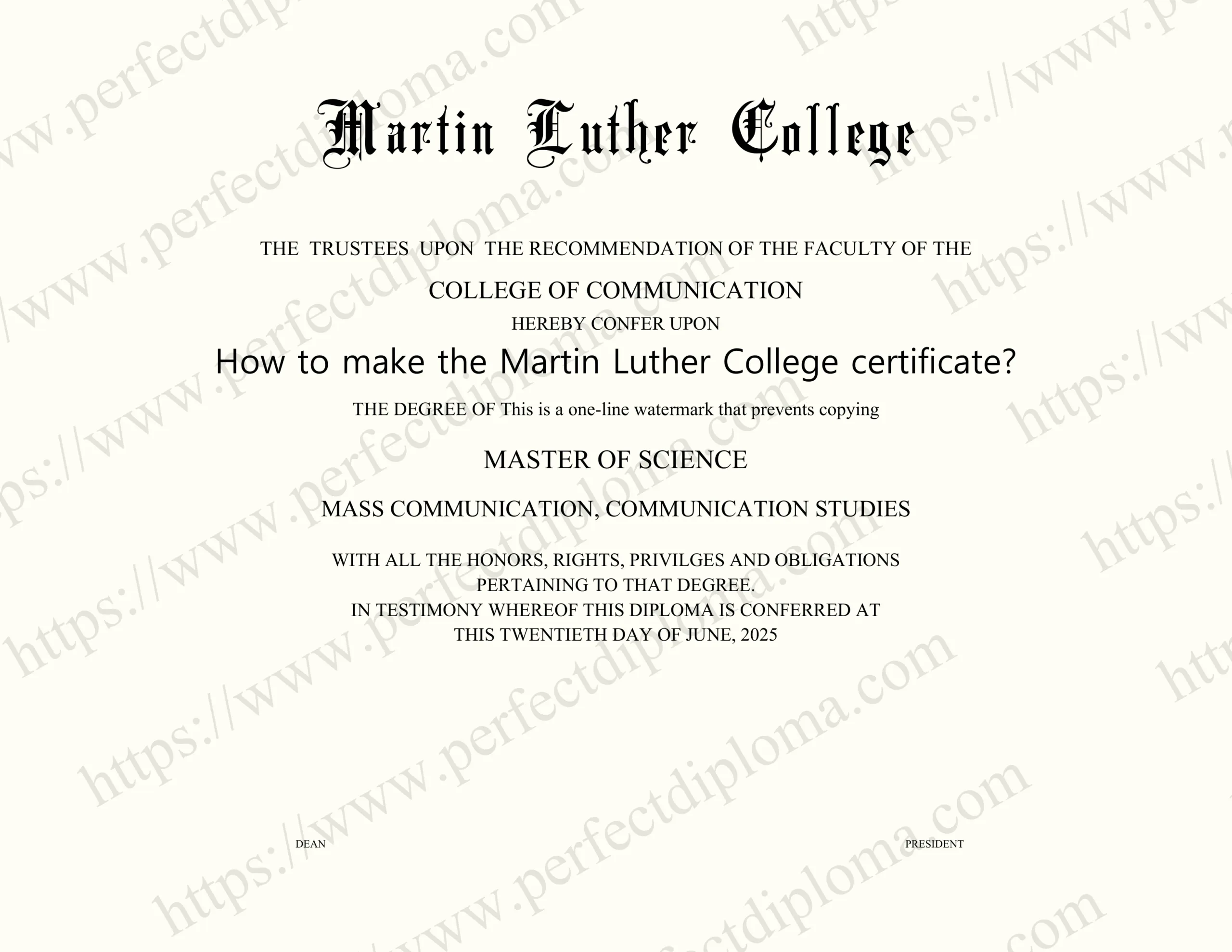 How to make the Martin Luther College certificate?