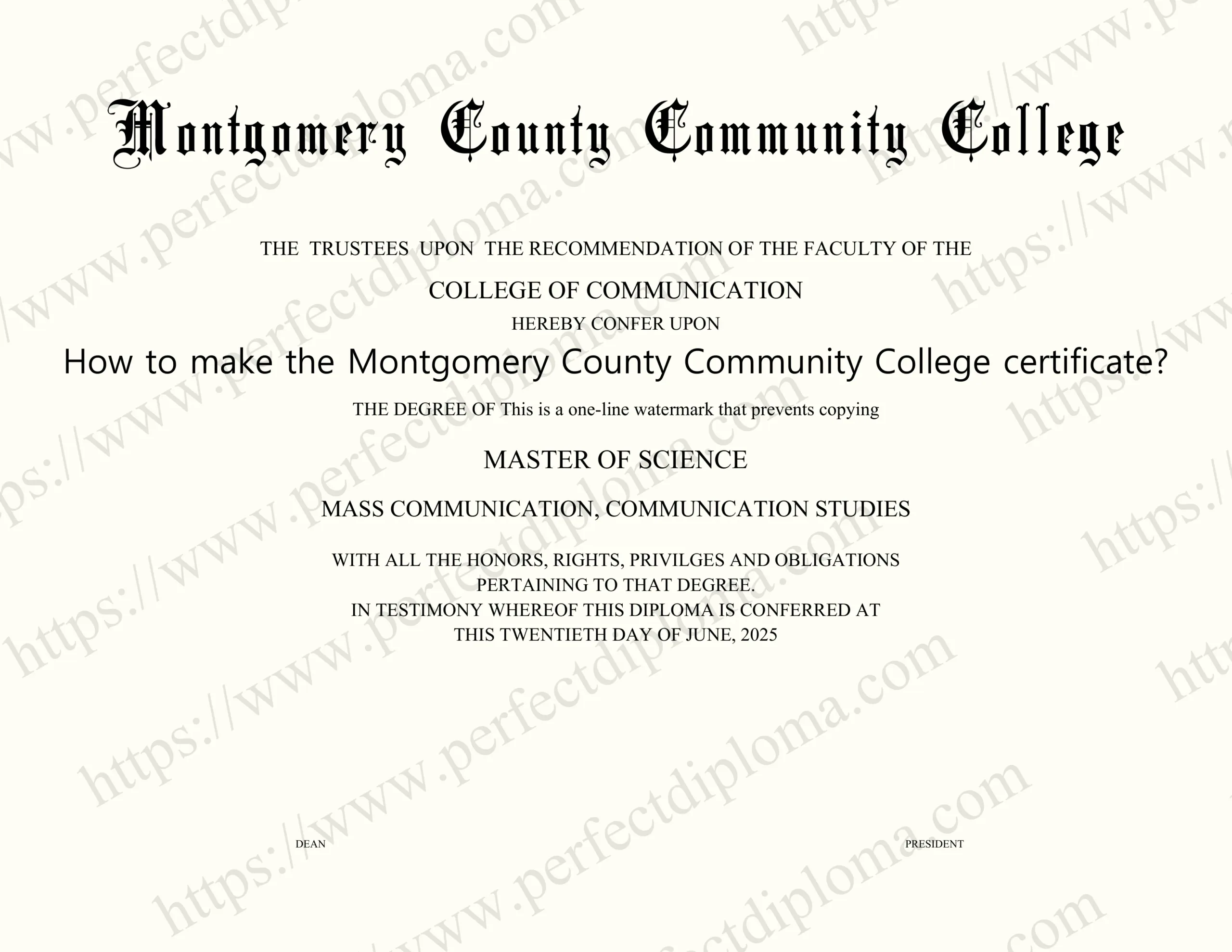 How to make the Montgomery County Community College certificate?