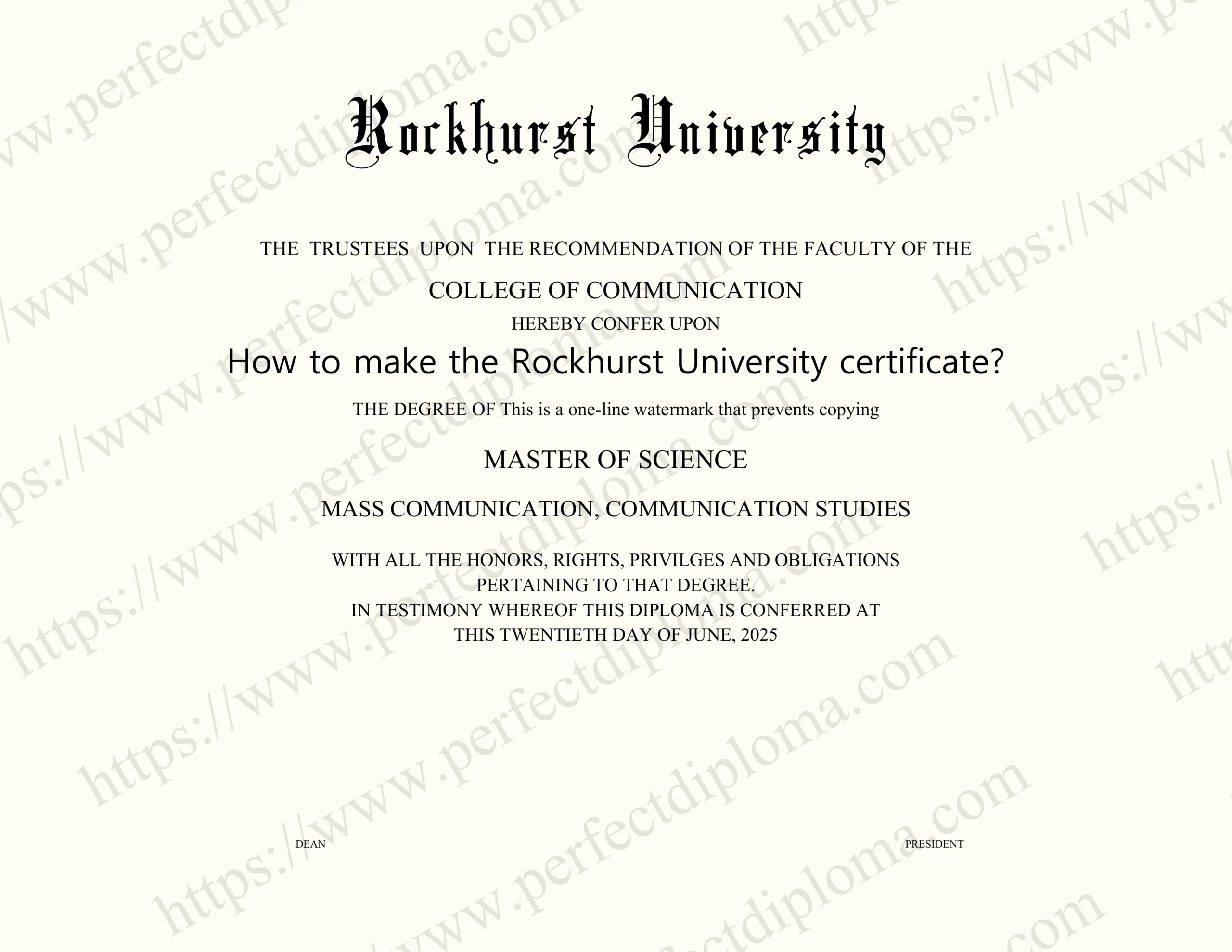 How to make the Rockhurst University certificate?